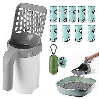 Kattenbakschep, Opgewaardeerde kattenbakschep met houder Kattenbakschep met zak en afvalbak Cat Scooper - JA