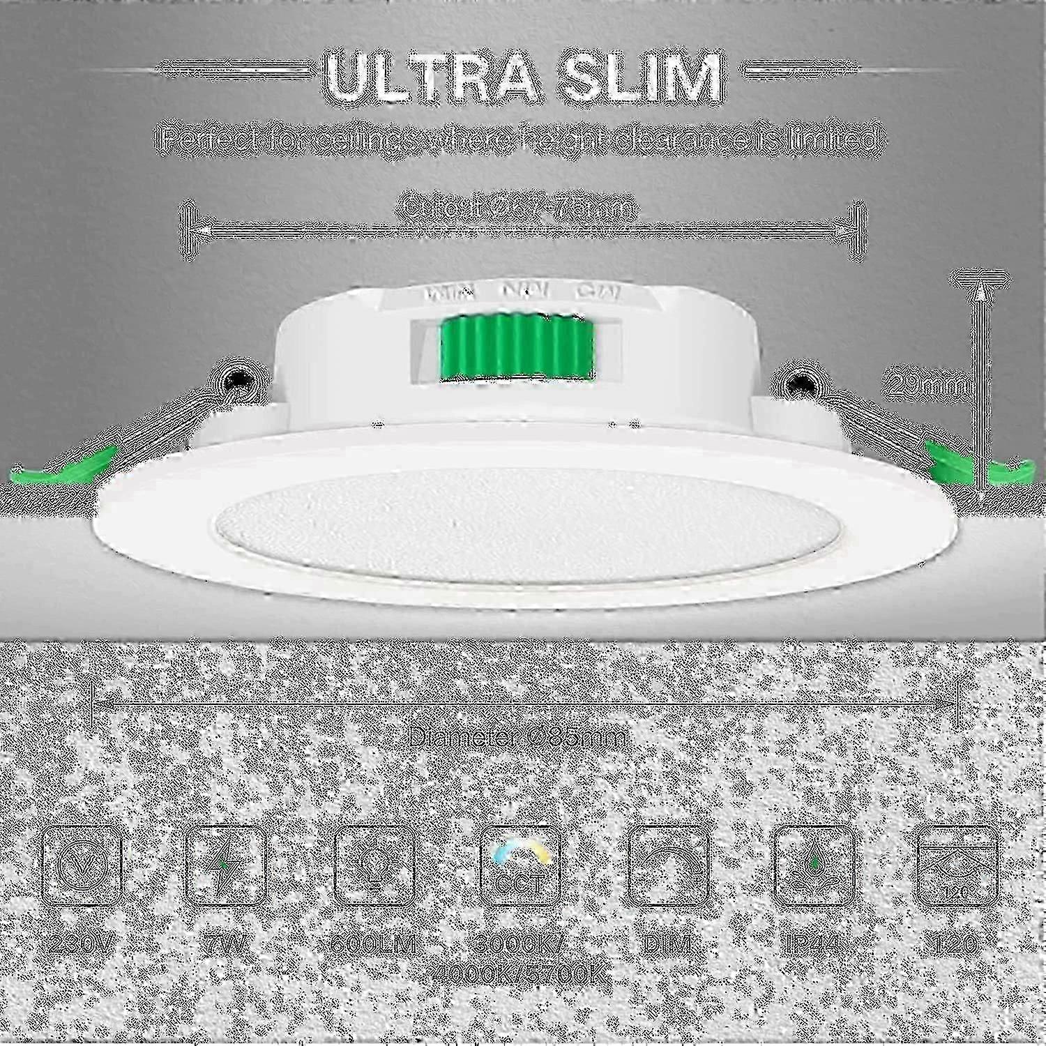 Slim 7W White LED Downlight Ceiling Spot Lights 12 Pack