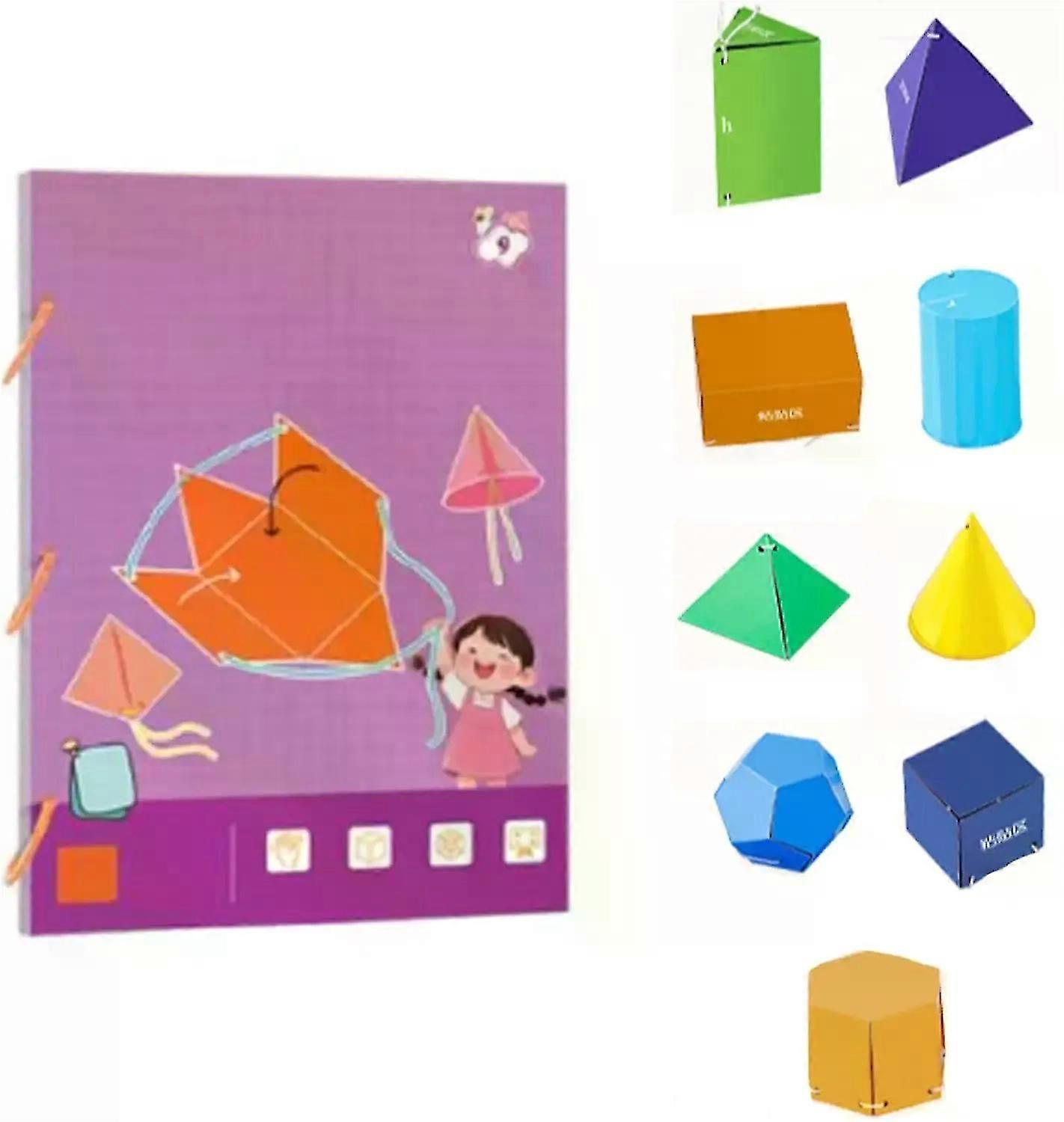 Pull String 3D Geometry Learning Book Interactive Pull-String Geometry Learning Kit with Pop-Up Models Volume & Area Exploration 26-27