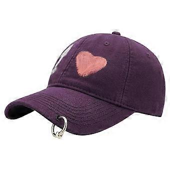 Girls Graffiti Love Baseball Hat Adjustable Women Sun Cap Breathable Long Brim Hiphop Hat Fashion Dancing Party Hats Purple