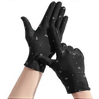 1 Paar Damen-Sonnenschutzhandschuhe, Sommerhandschuhe aus Spandex, kurze Fahrhandschuhe, UV-Schutz, kompatibel mit Damen und Mädchen, Schwarz