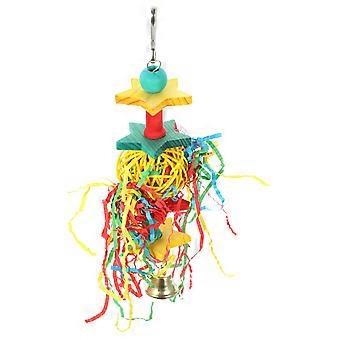 Bird Chewing Toy Wooden Hanging Foraging Toy Colorful Parrot Cage Accessory