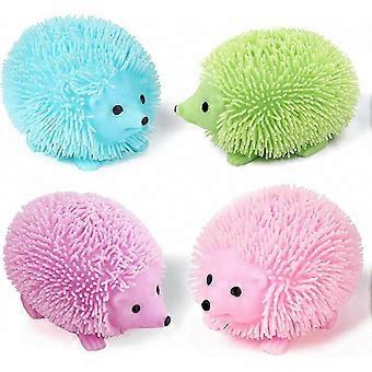 Fidget Sensory Balls - 4 PCS, Hedgehog Design with LED Flash and Glow in Dark, Squishy Stress Relief Toys for Kids and Adults