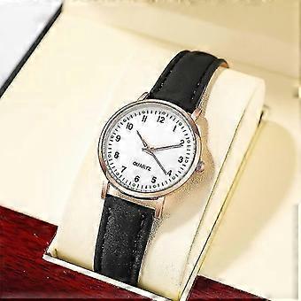 Relógio de pulso feminino casual com pulseira de imitação de couro, modelo HY-26, com mecanismo de quartzo e design simples.