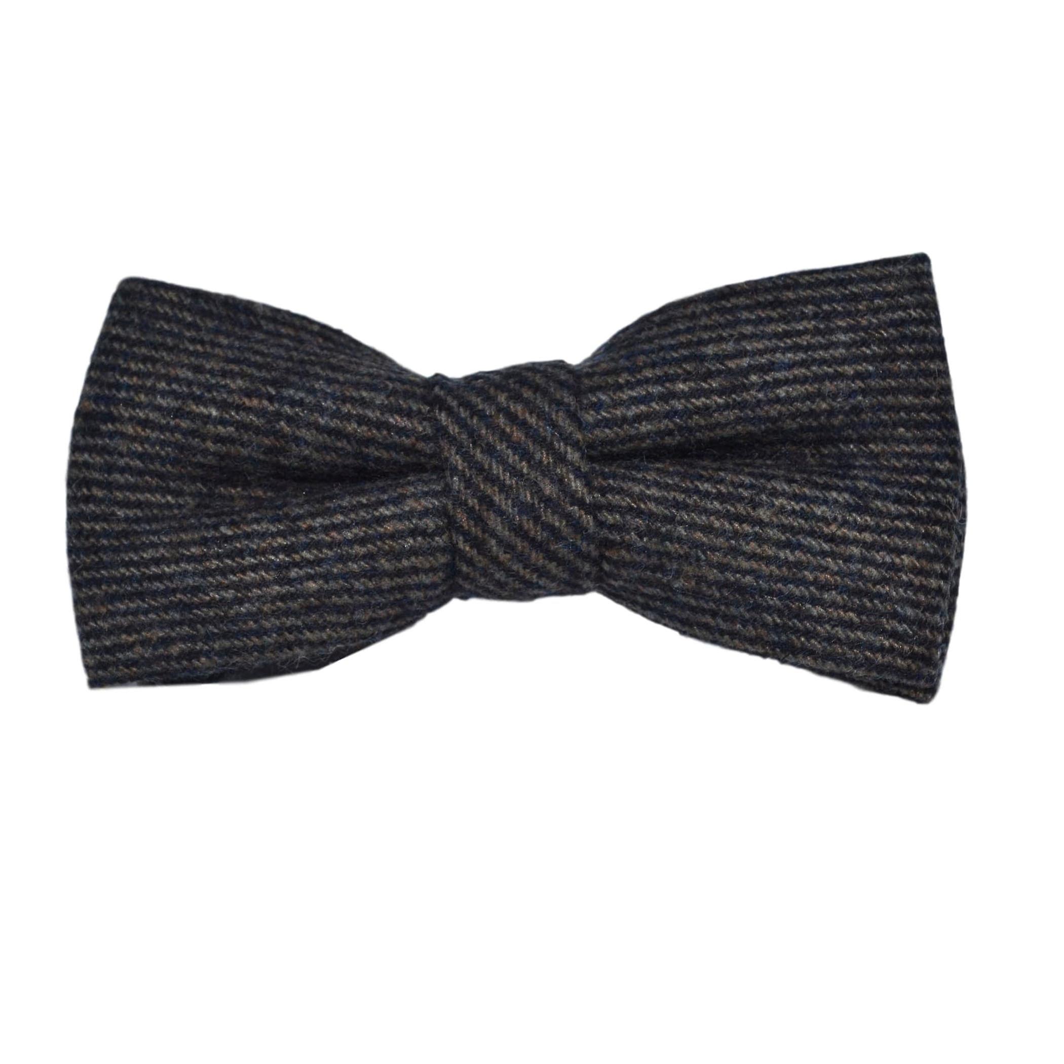Prussian Blue &amp; Grey Sharkskin Bow Tie &amp; Pocket Square Set