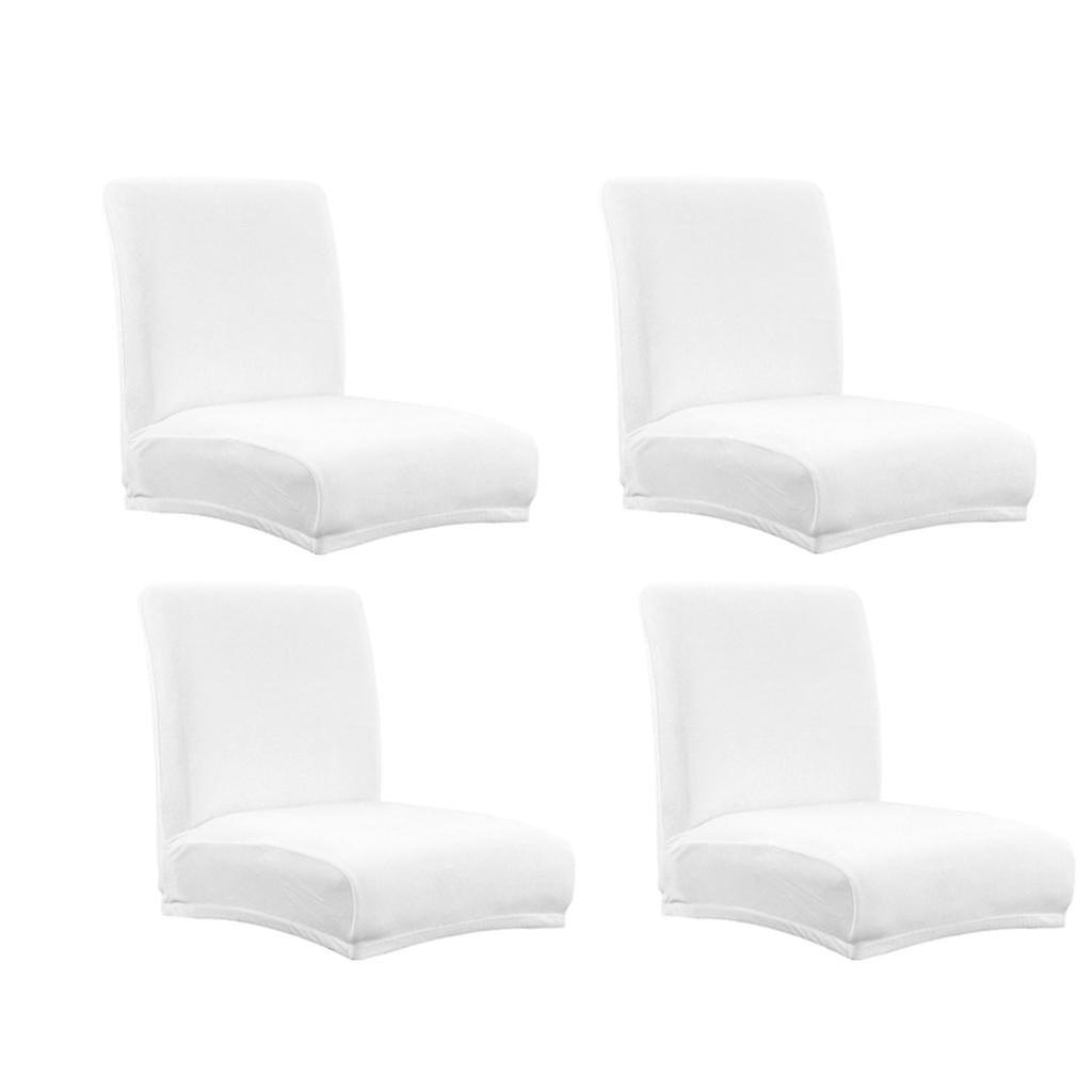 4xStretch Short Low Back Chair Cover Bar Counter Stool Slipcover White