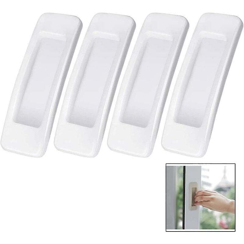 4 Pieces Adhesive Sliding Door Handle - White