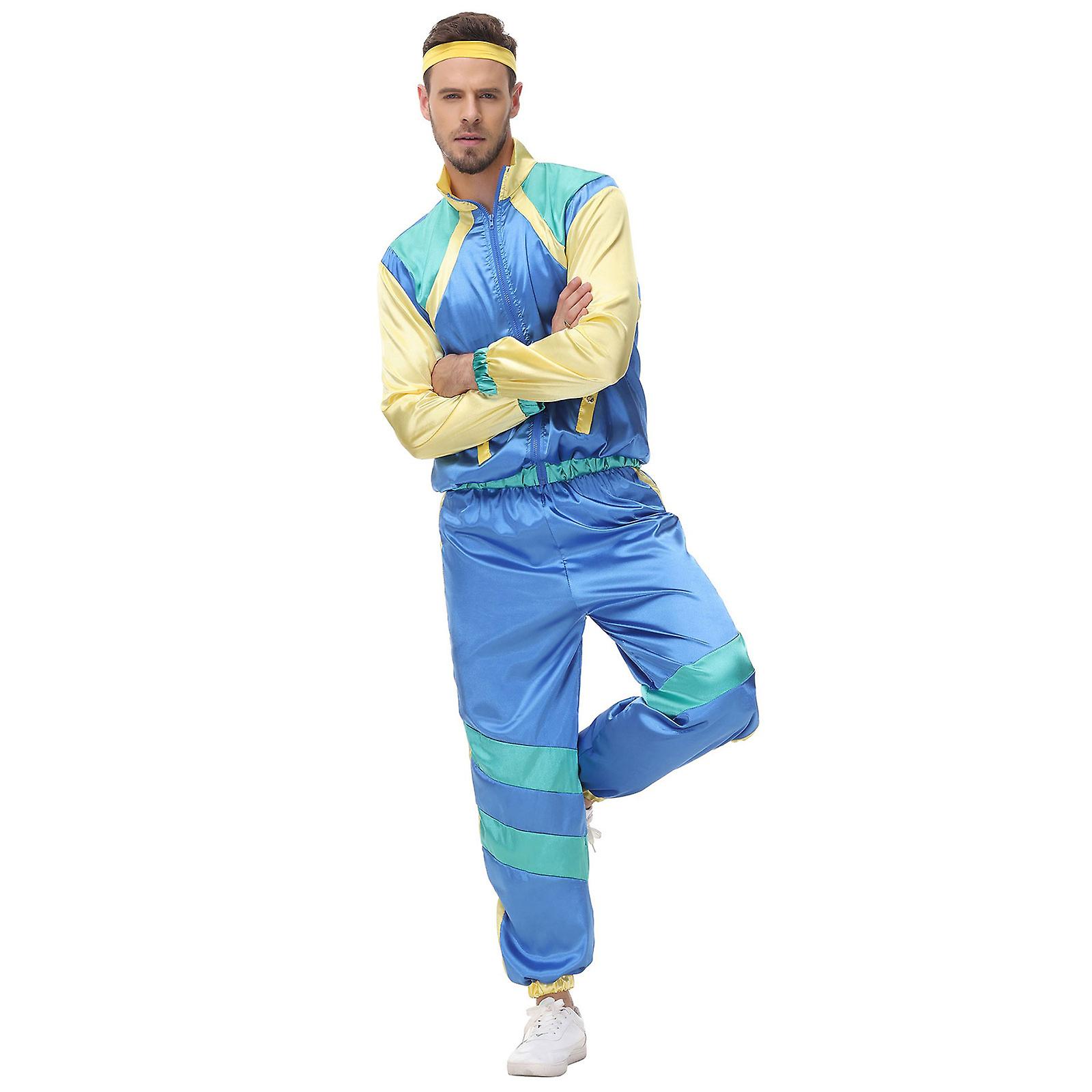 Chándal Retro Años 80 De Widmann - Chaqueta Y Pantalón Reflectante Multicolor Para Fiestas Y Disfraces