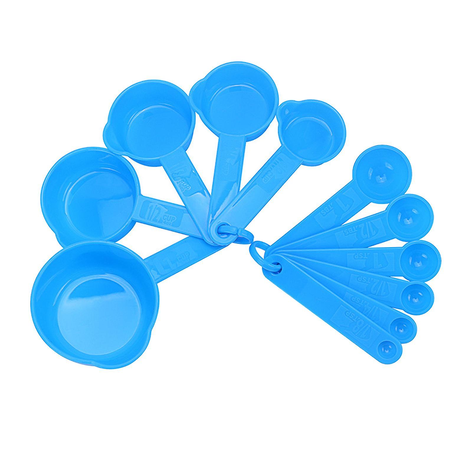 PP Measuring Spoons Cups Set with Scale Metering Spoon for Kitchen Tool Blue