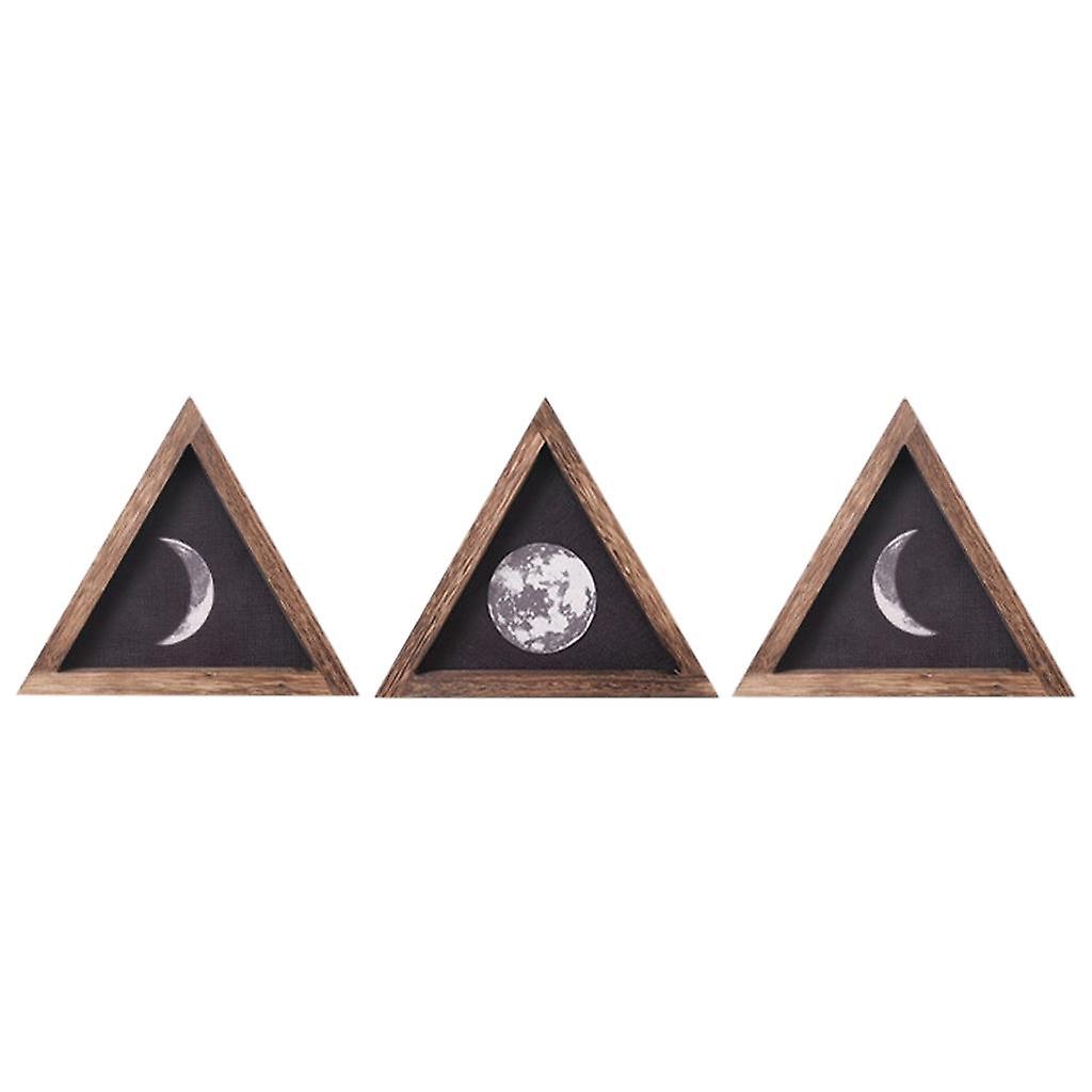 Rustic Wall Moon Phase Triangular Wall Pediments for Home Bedroom Wall Decor
