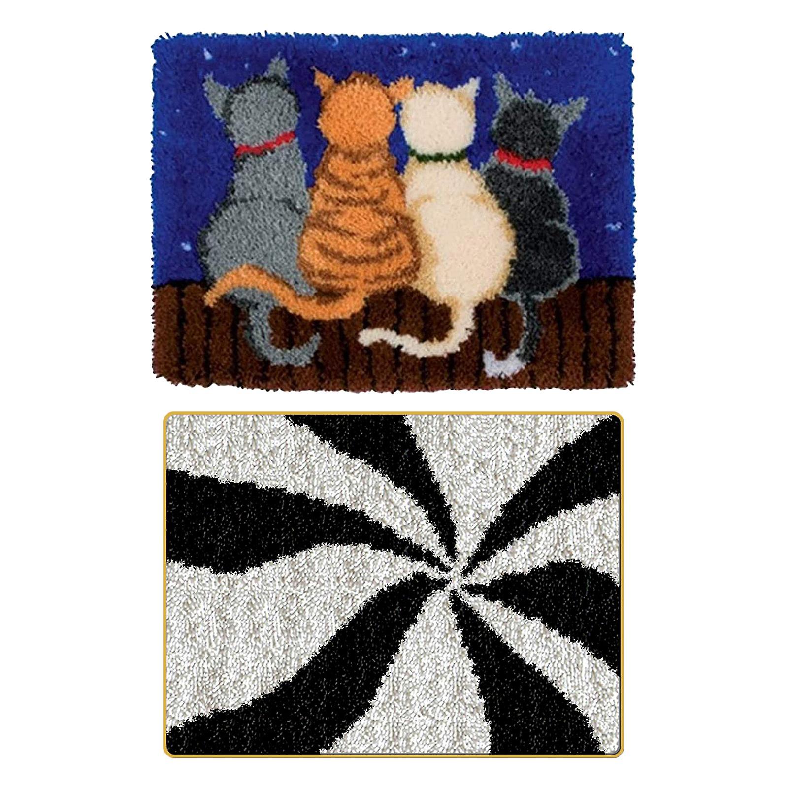 2ks Vyšívací koberec Západka Hook kit Háčkování Koberec Výroba DIY polštář Mat