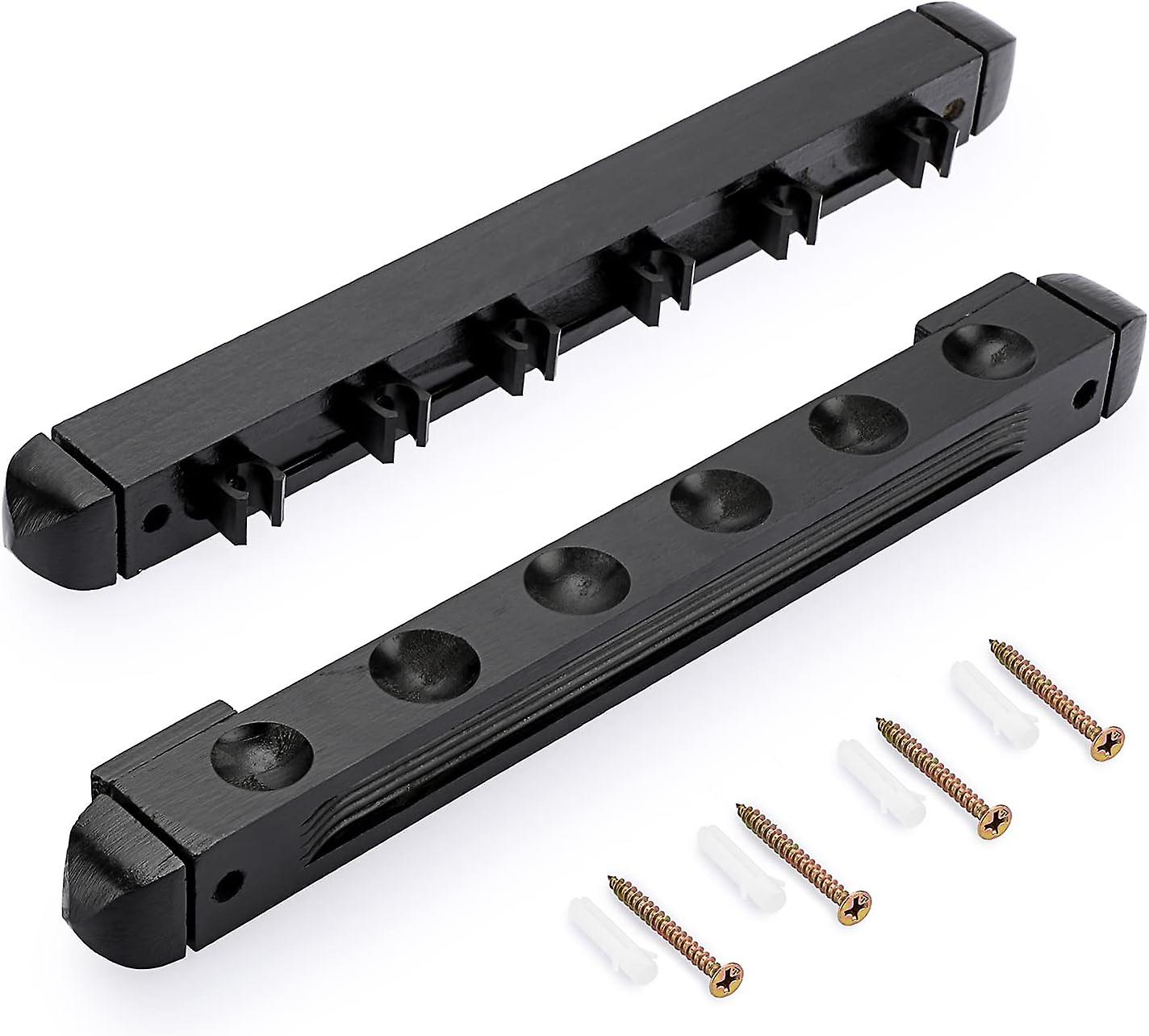 Black Pool Stick Holders Wooden Pool Cue Holders with 6 Cues Billiard Cue Racks Set Wall Mount Black Finish Cue with 6 Cue Clips