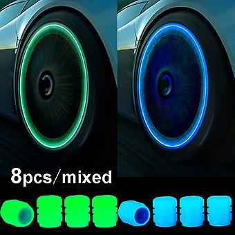 4pcs tappi luminosi della valvola dell'automobile fluorescente notte incandescente auto moto bicicletta ruota della ruota del mozzo della valvola luminosa tappi dello stelo decoro