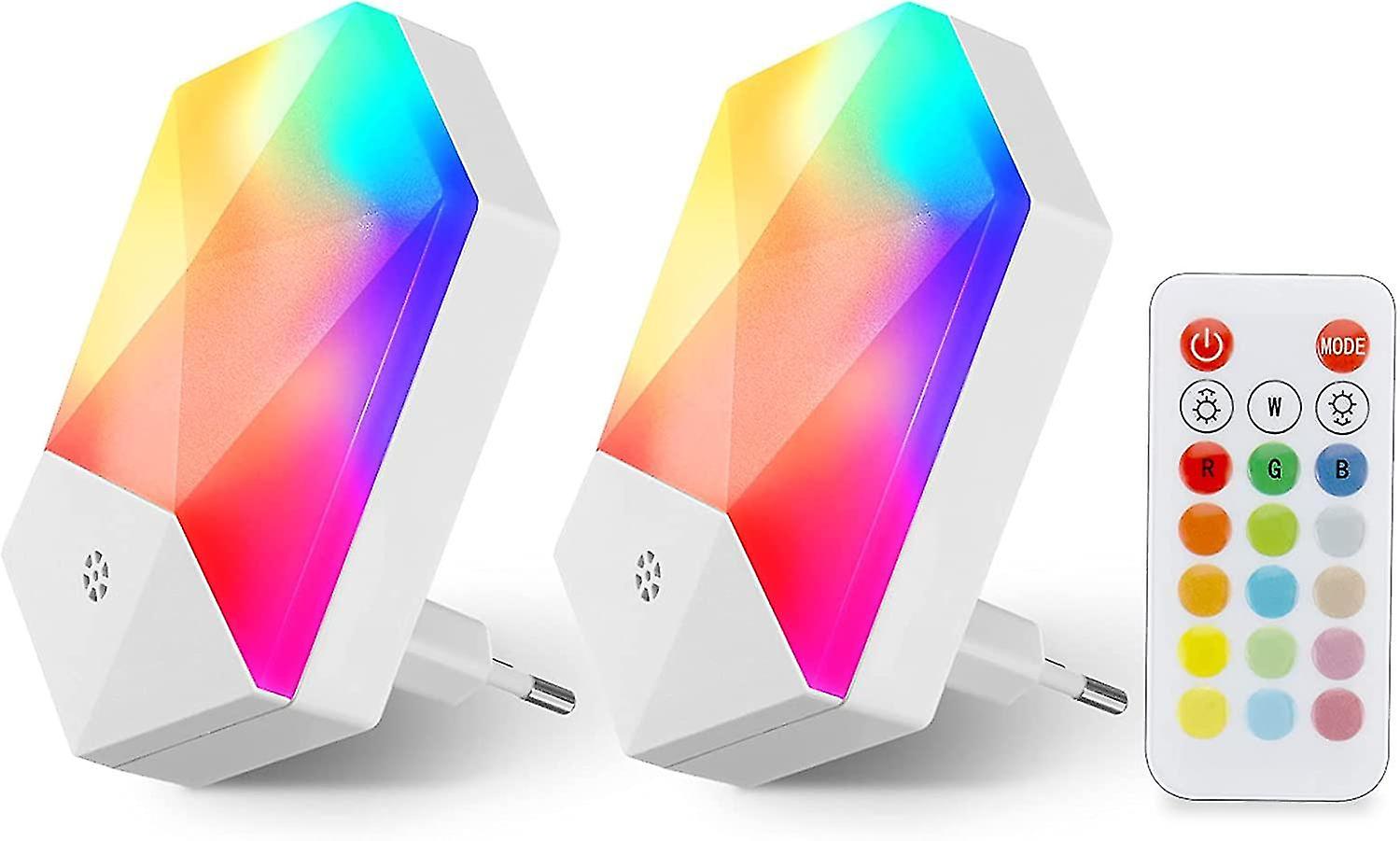 2 Pack Led Night Light Kids Plug-and-play Baby Night Lamp With Remote Control 16 Colors Adjustable R
