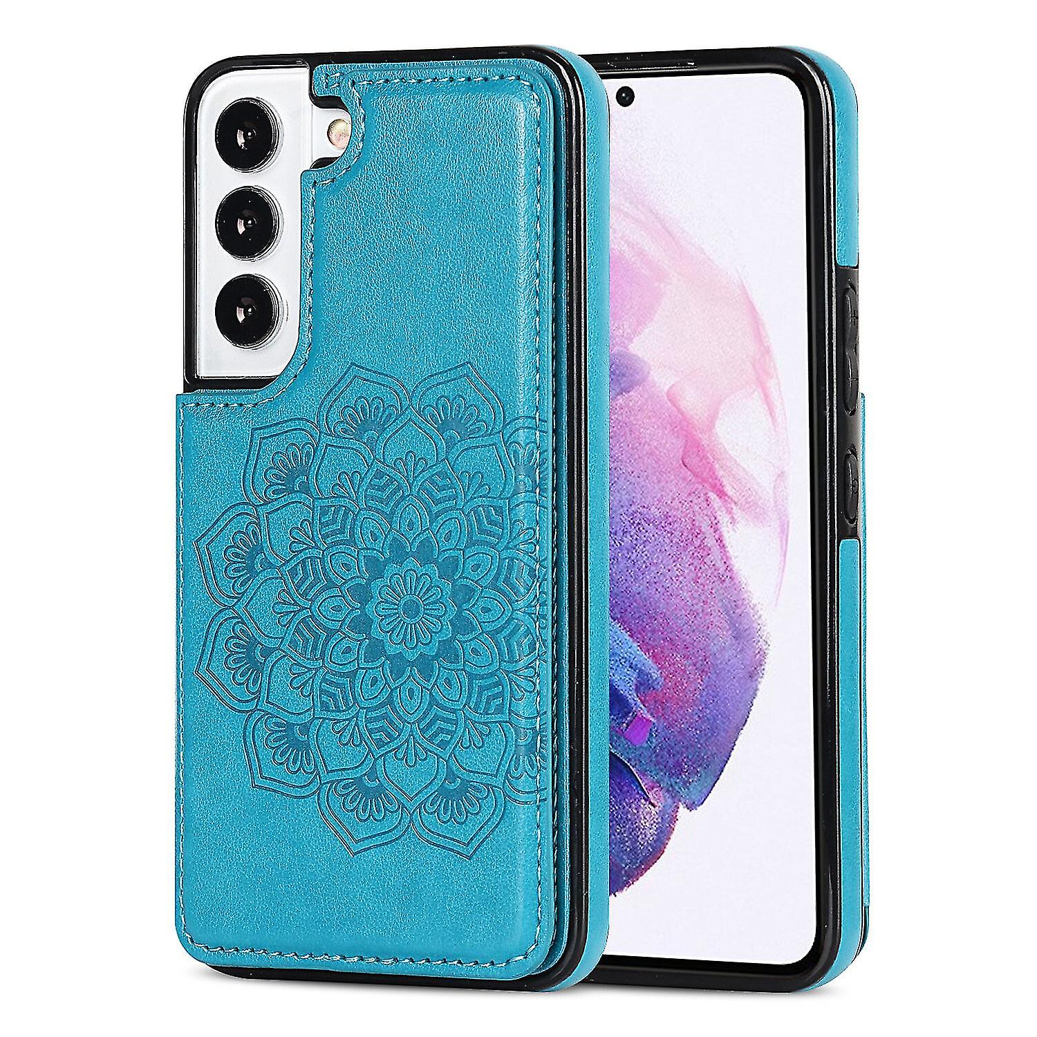 Elegant Flower Pattern Case For Samsung S23 Plus With Card Slots, Pu Leather Material, Double Buttons, Wallet Function, Stand Function