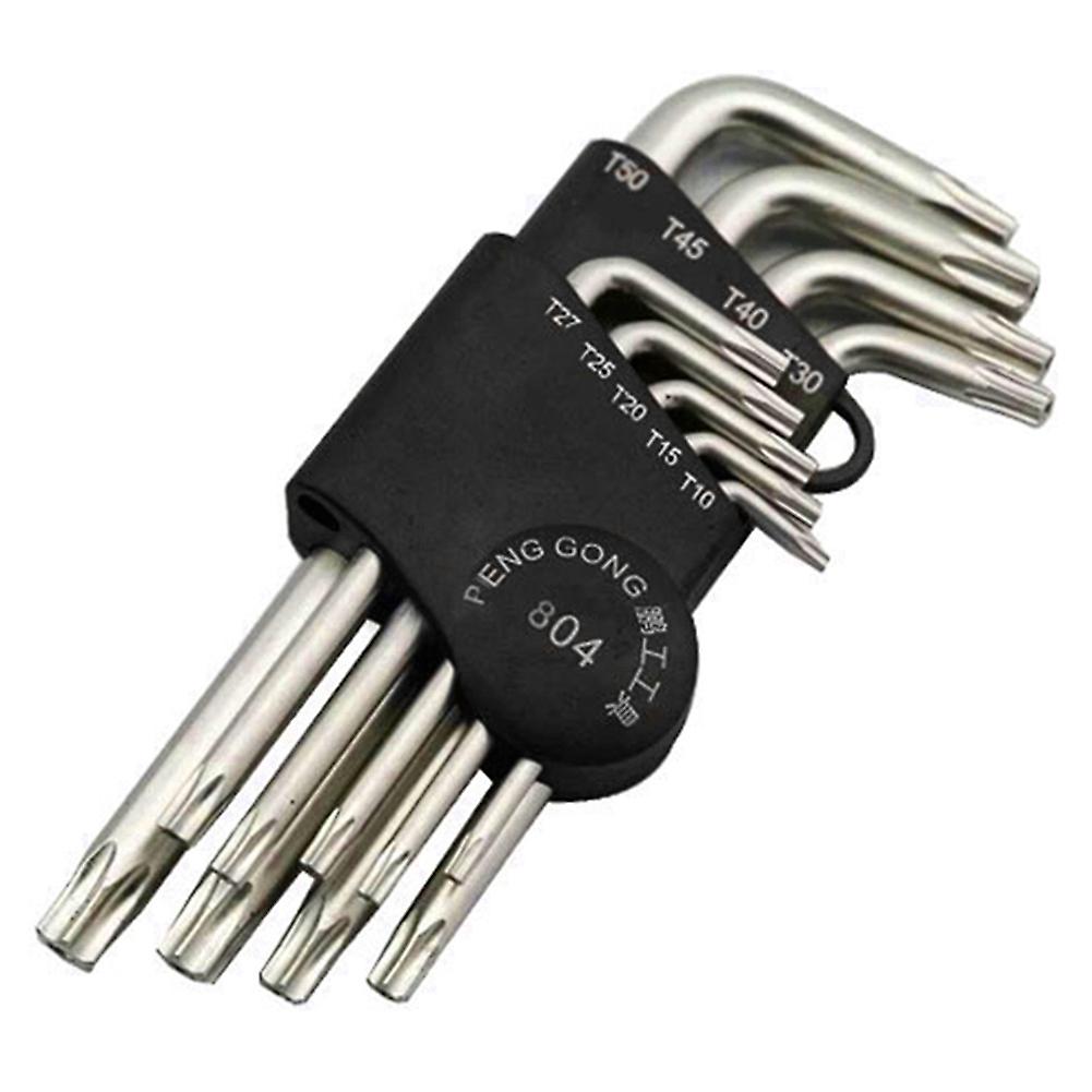 ZHOUBA 9Pcs PengGong Torx L-shape Hex Wrench Key Spanner Bicycle Repair Hand Tool Kit