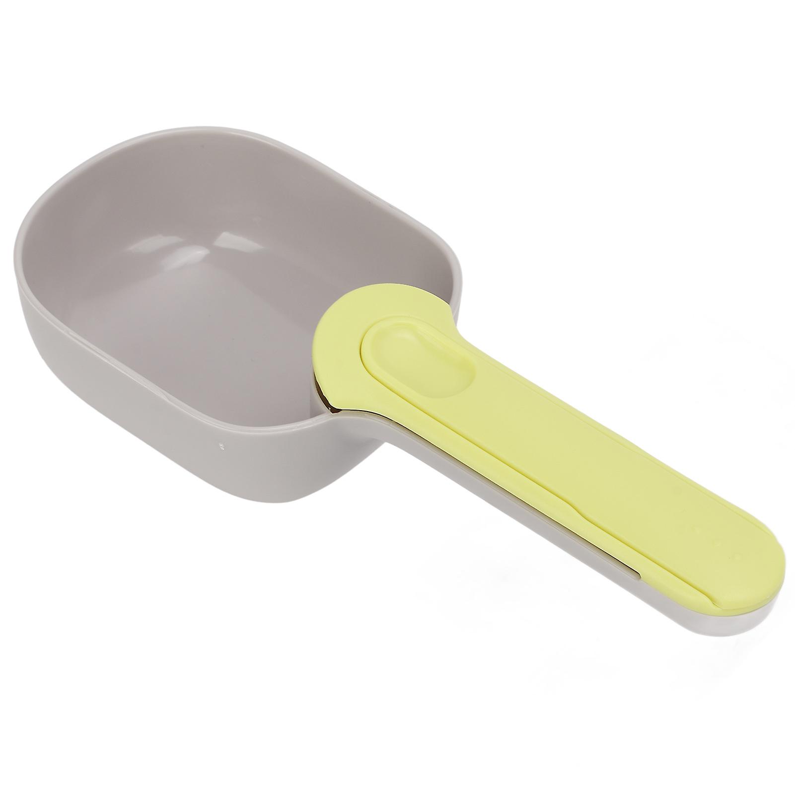 סקופ מזון לכלבים עיצוב קליפס רב תכליתי ידית ארוכה מזון לחיות מחמד יכול כף לחתולים כלבים חיות מחמד (אפור ירוק)