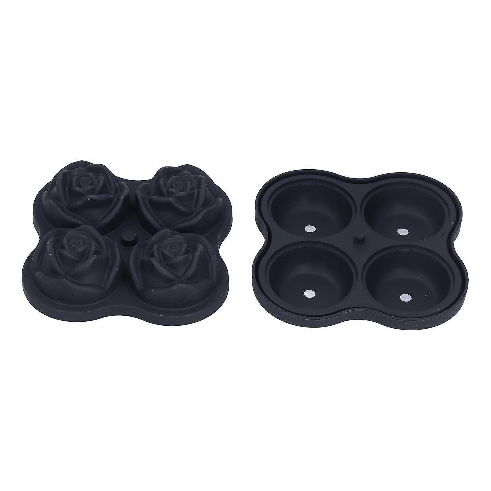 4 Holes Silicone Rose Ice Cube Mold for Cocktails Whiskey DIY