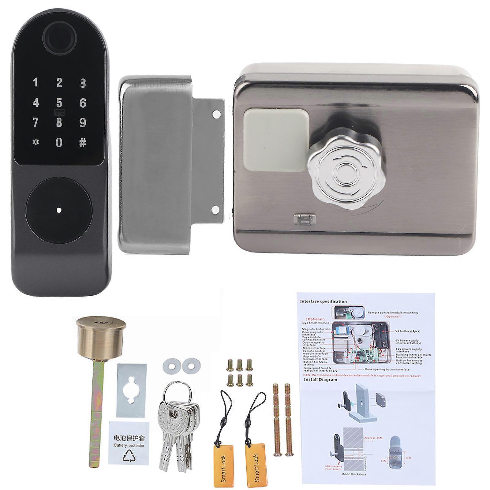WIFI Door Lock Fingerprint Password IC Card Key Cable Free Digital Gate Access Control for TUYA