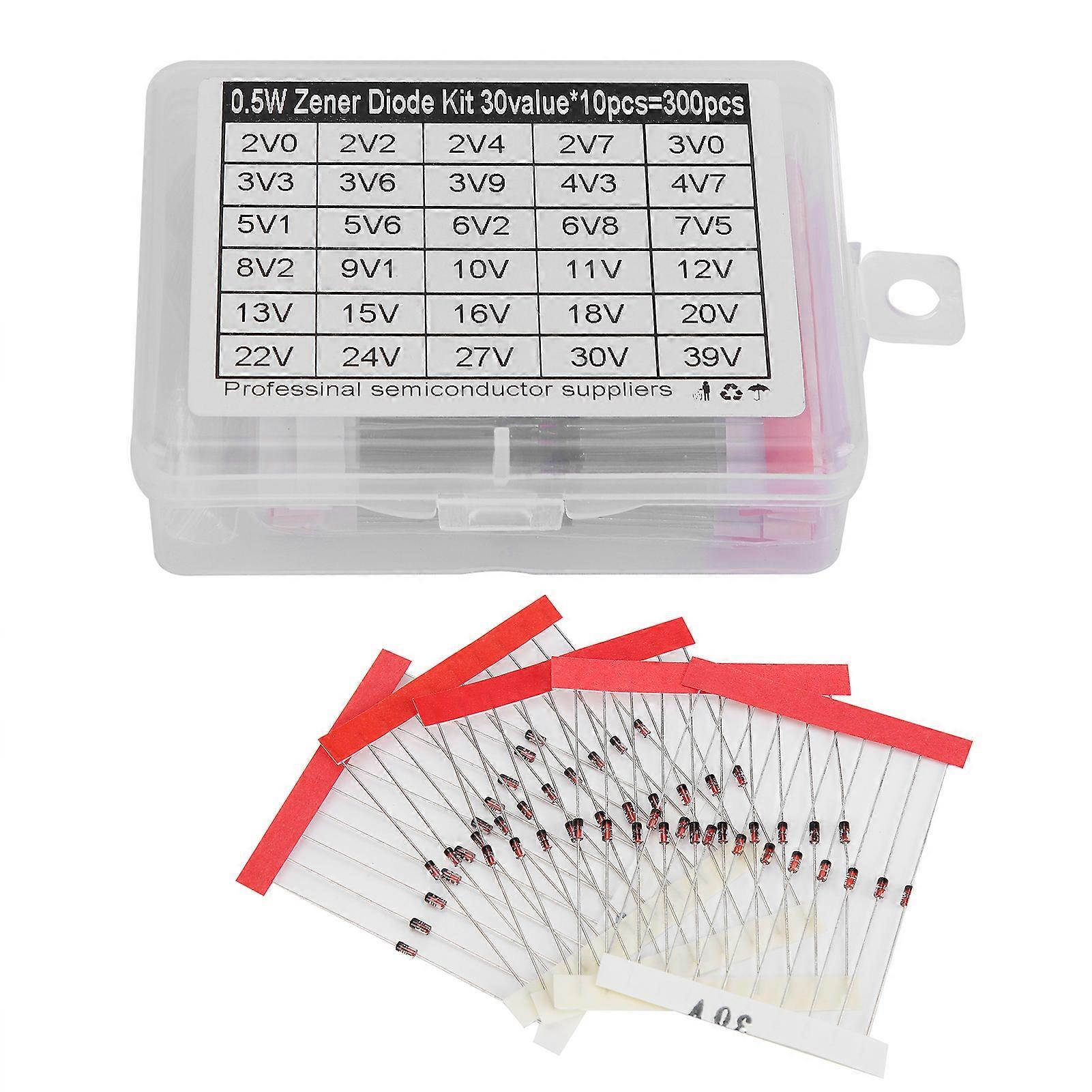 300Pcs Diodes Kit Low Power Consumption Stabilization Diode Assortment for Voltage References