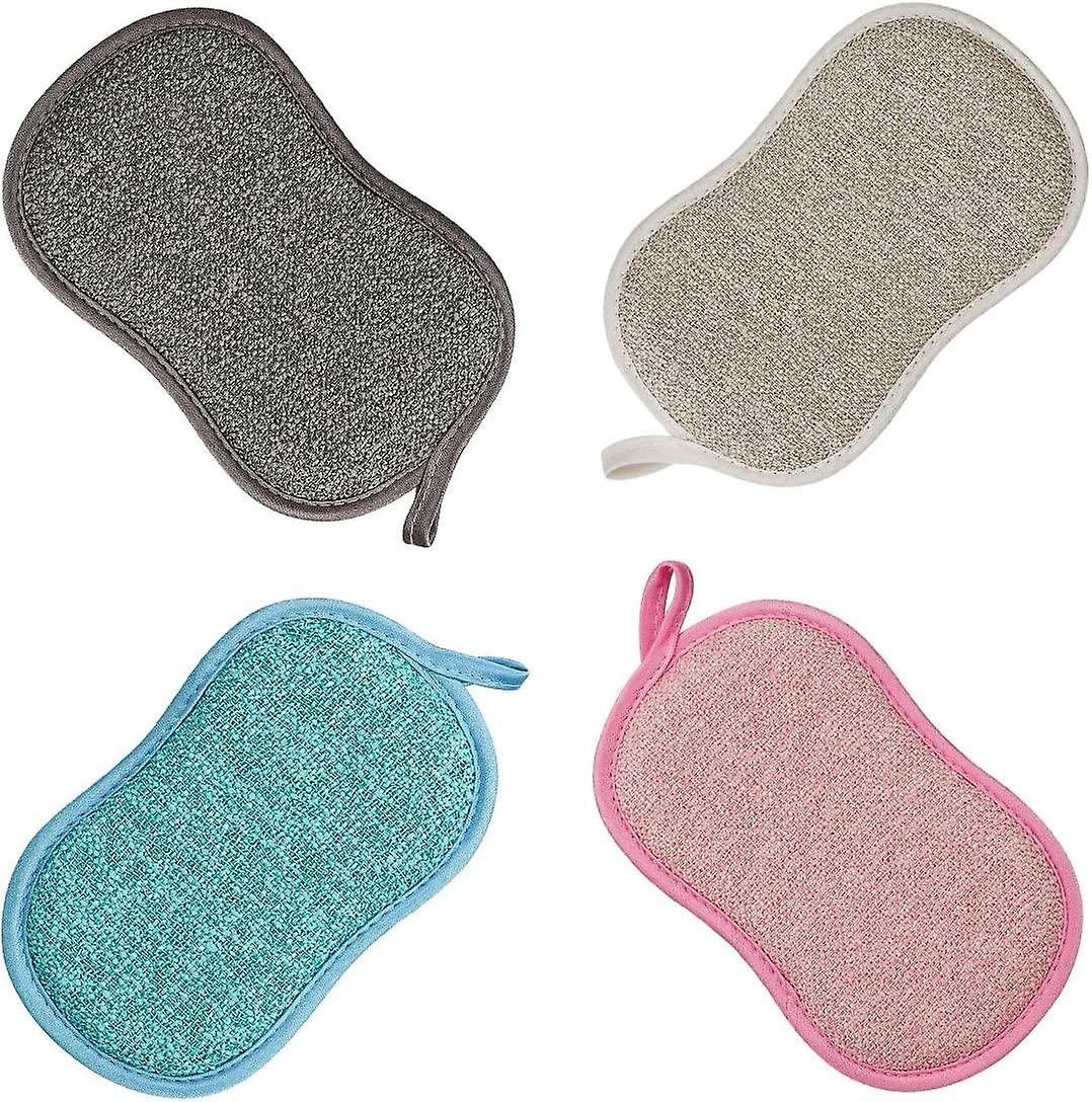 Washable Dish Sponge The Kitchen Antibacterial Reusable Microfiber Scouring Pads Double Sponge Spong
