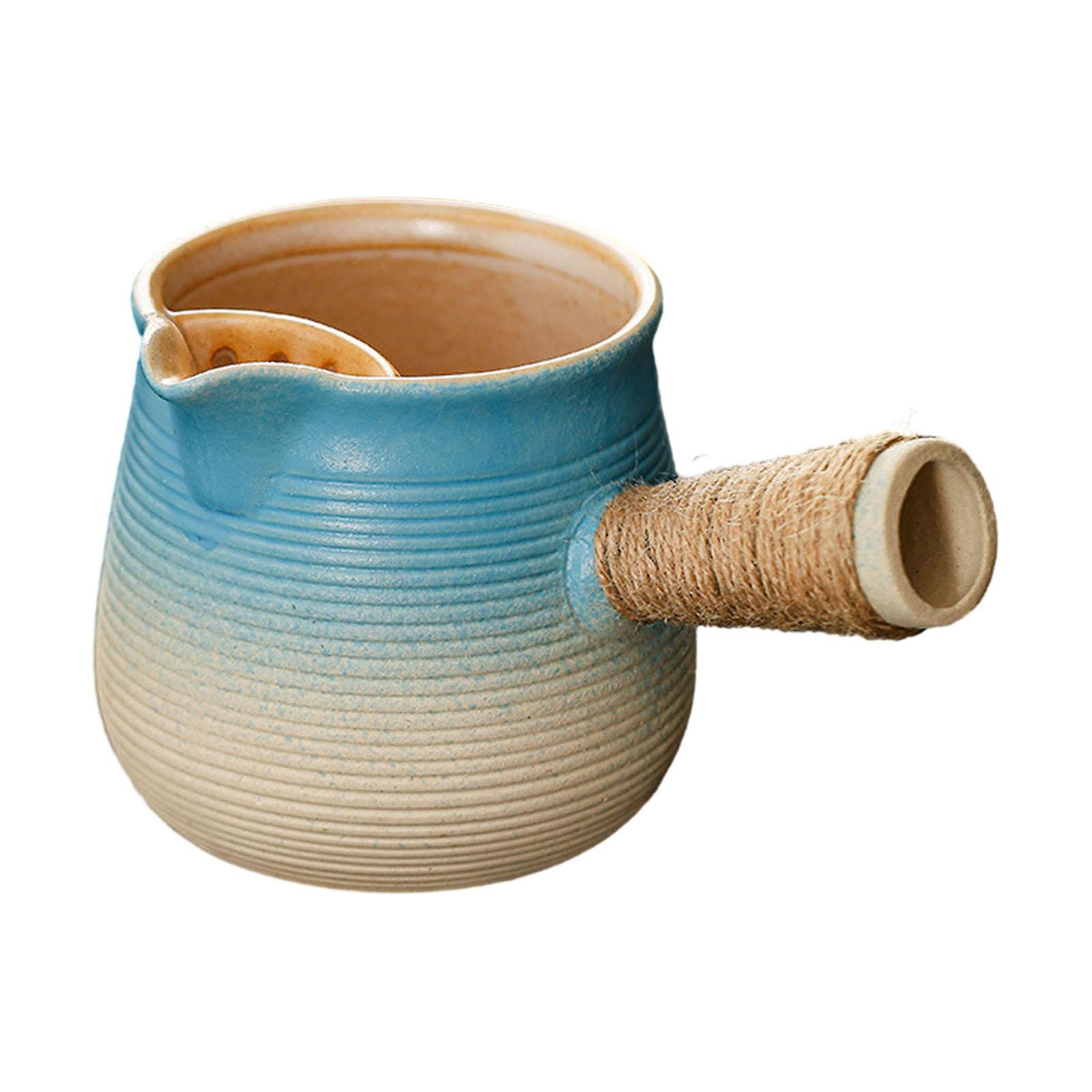 Ceramic Teapot Porcelain Tea Pot with Tea Filter Tea Maker Kettle with Rope Wrapped Handle for Tea Lovers Gift Tea House