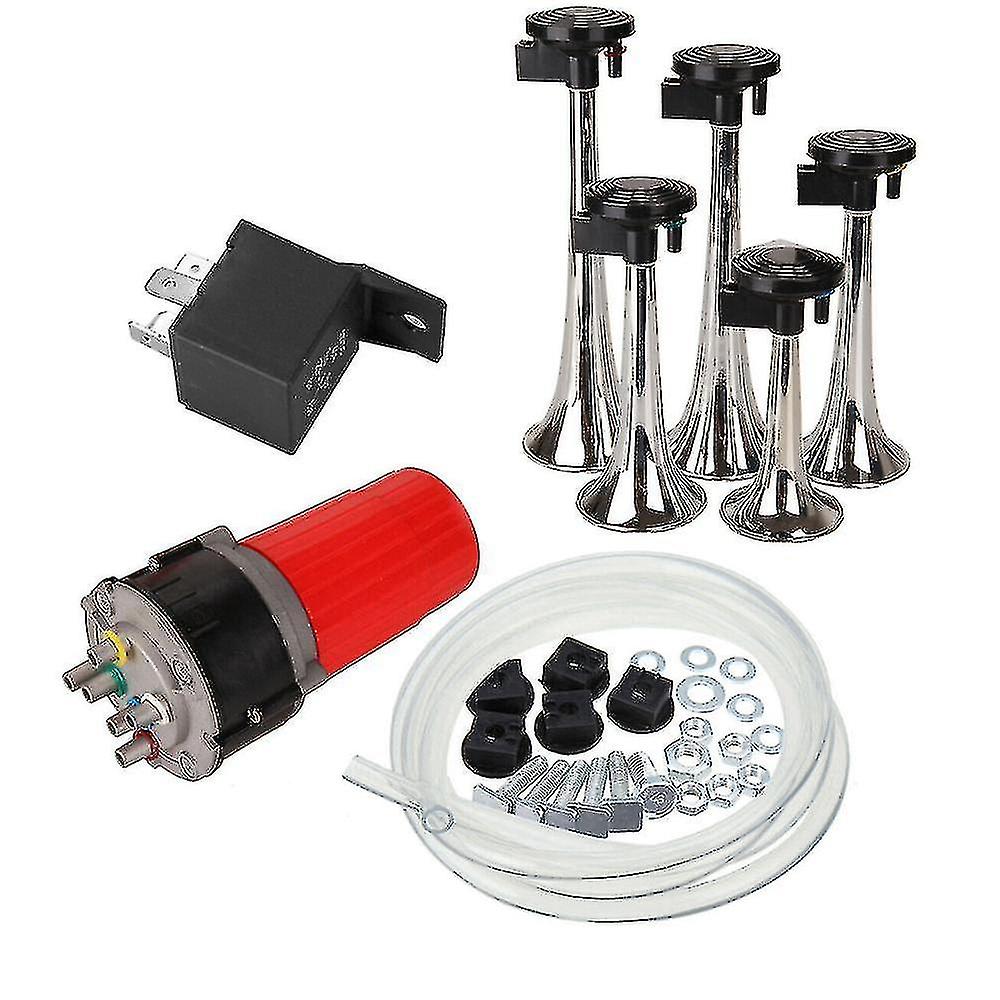 Hhcx-universal 5 Trompete Musical Dixie Dukes La Cucaracha Elektronisches Chrom Lufthorn 12v 125db Auto LKW Boot Busse Luftkompressor