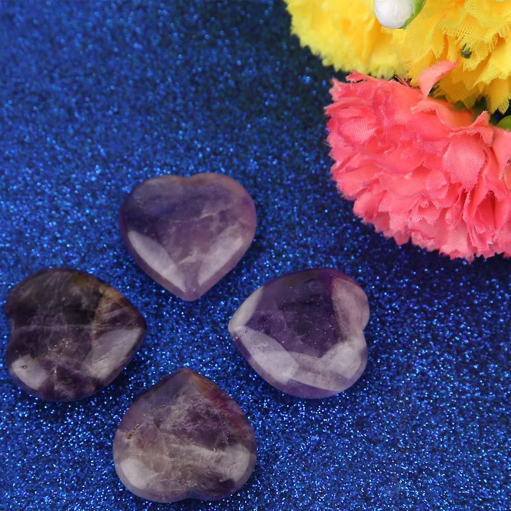 Natural Crystal Heart Shaped Fluorite Healing Stone Home Decor (Amethyst)