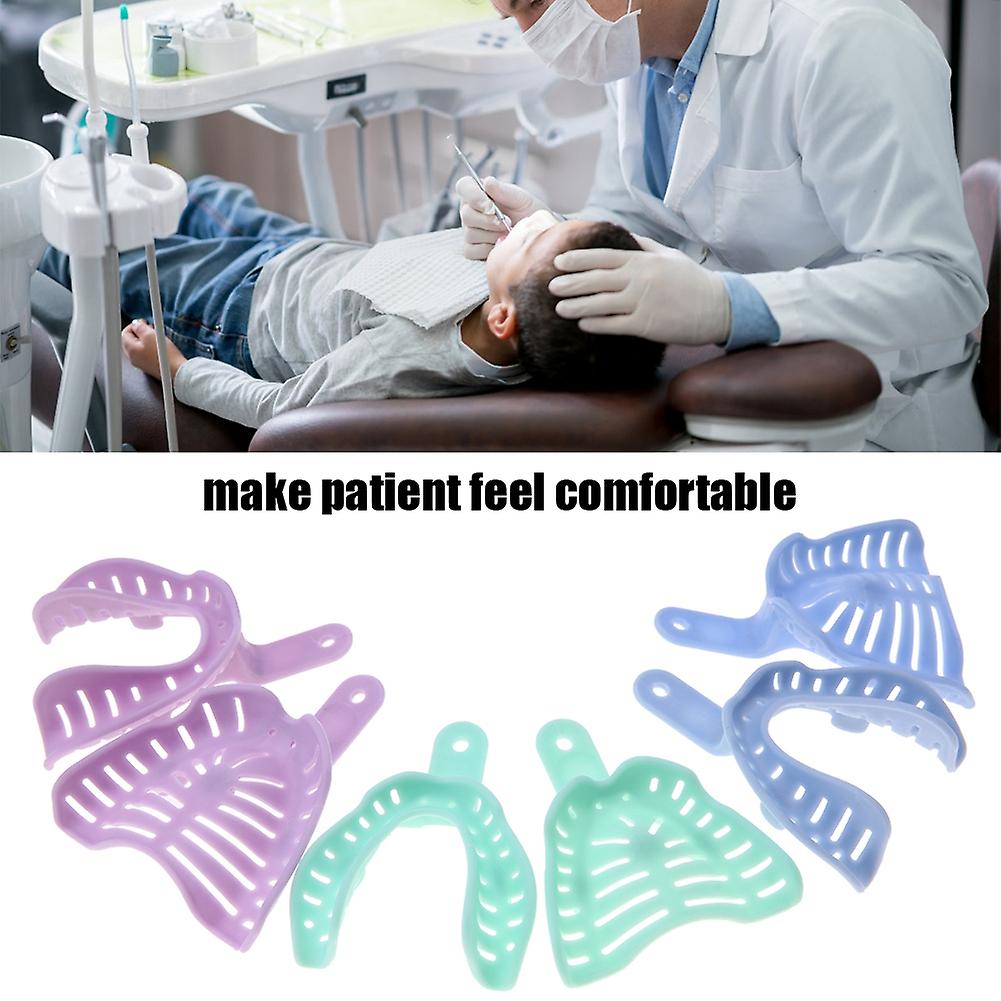 6pcs Mixed Color Plastic Dental Impression Trays Teeth Holder