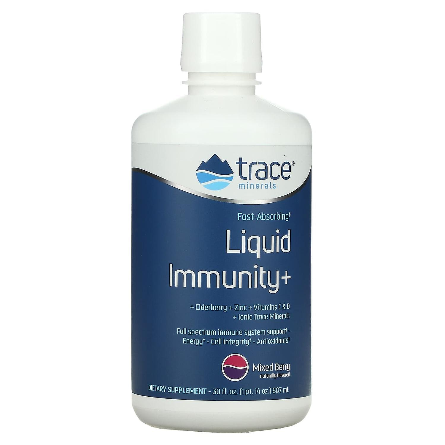 Trace Minerals ®, Fast-Absorbing Liquid Immunity+, Mixed Berry, 30 fl oz (887 ml)