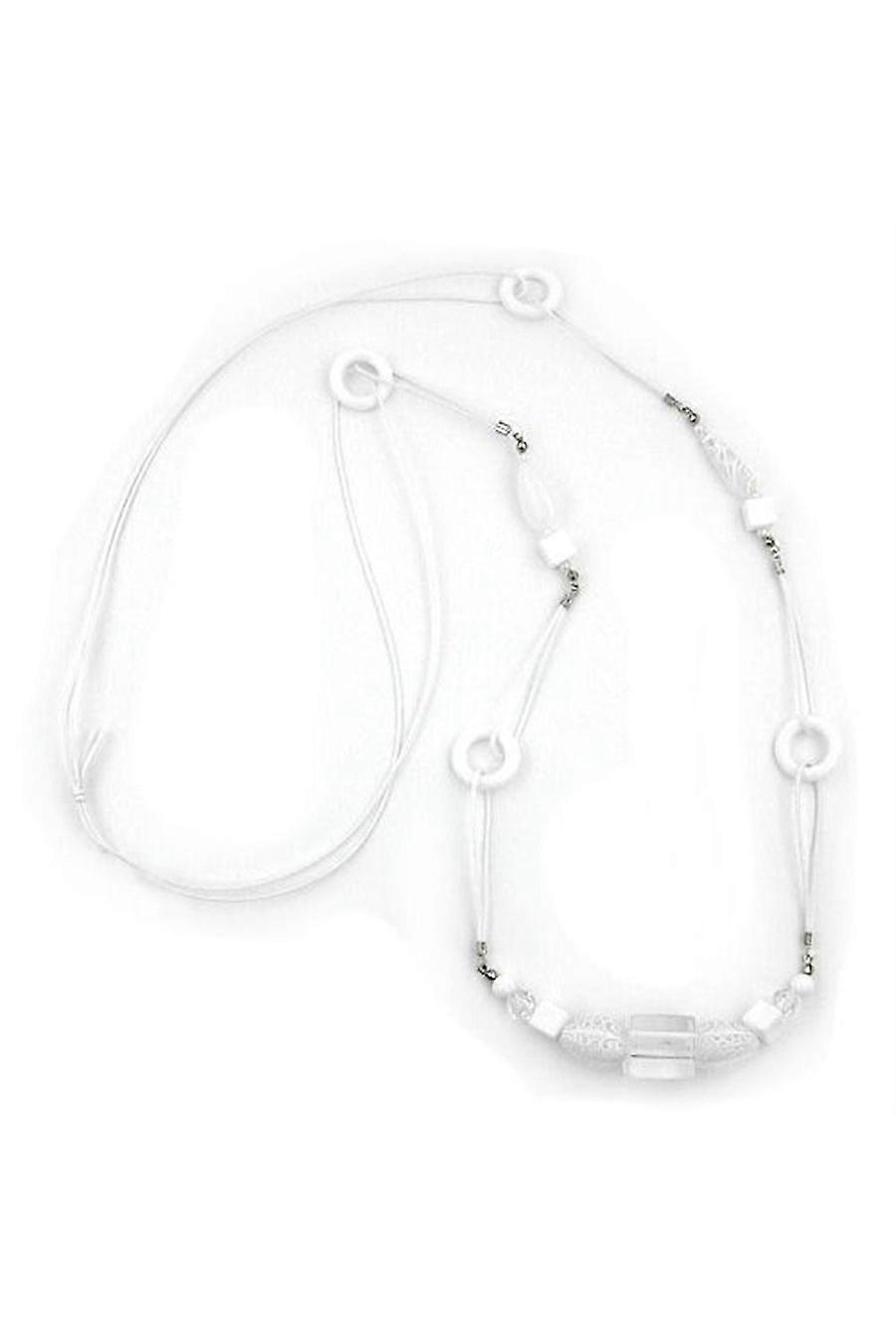 Necklace White Beads & Cubes 100cm - Gl01960