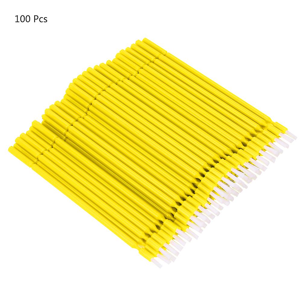 100 Pcs Dental Disposable Micro Applicator Brush Bendable Sticks (Yellow)