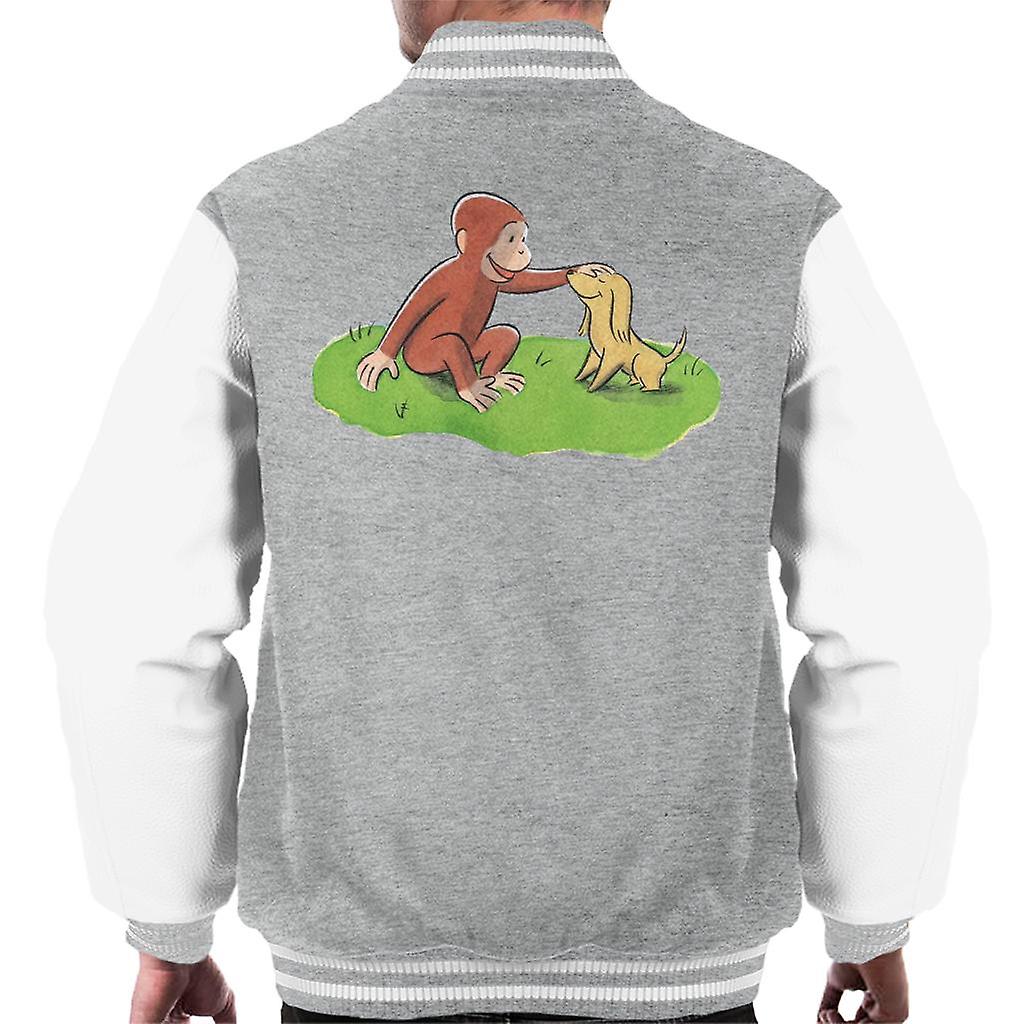 Curious George Stroking Dog Men's Varsity Jacket