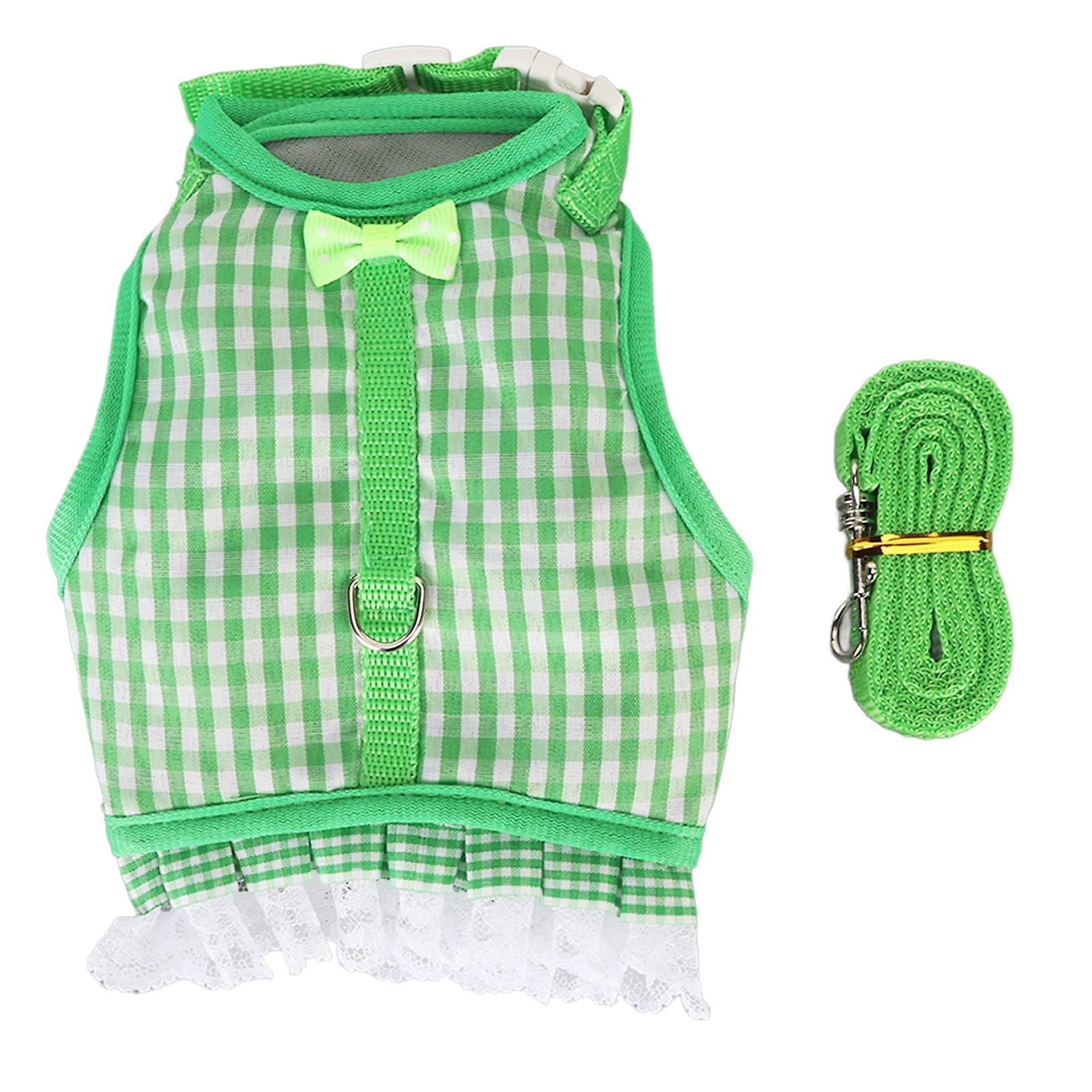 Rabbit Vest Leash Lace Hem Cute Breathable Hook and Loop Design Rabbit Harness Leash for Chinchilla Ferret