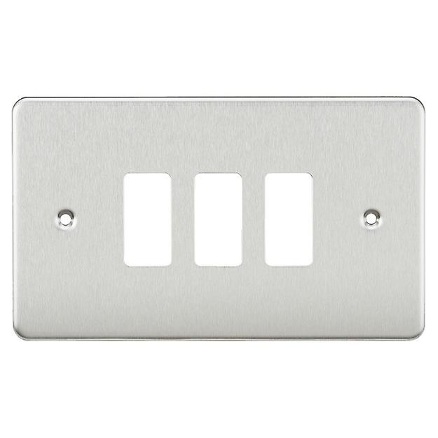 Knightsbridge Flat plate 3G grid faceplate - brushed chrome - GDFP003BC