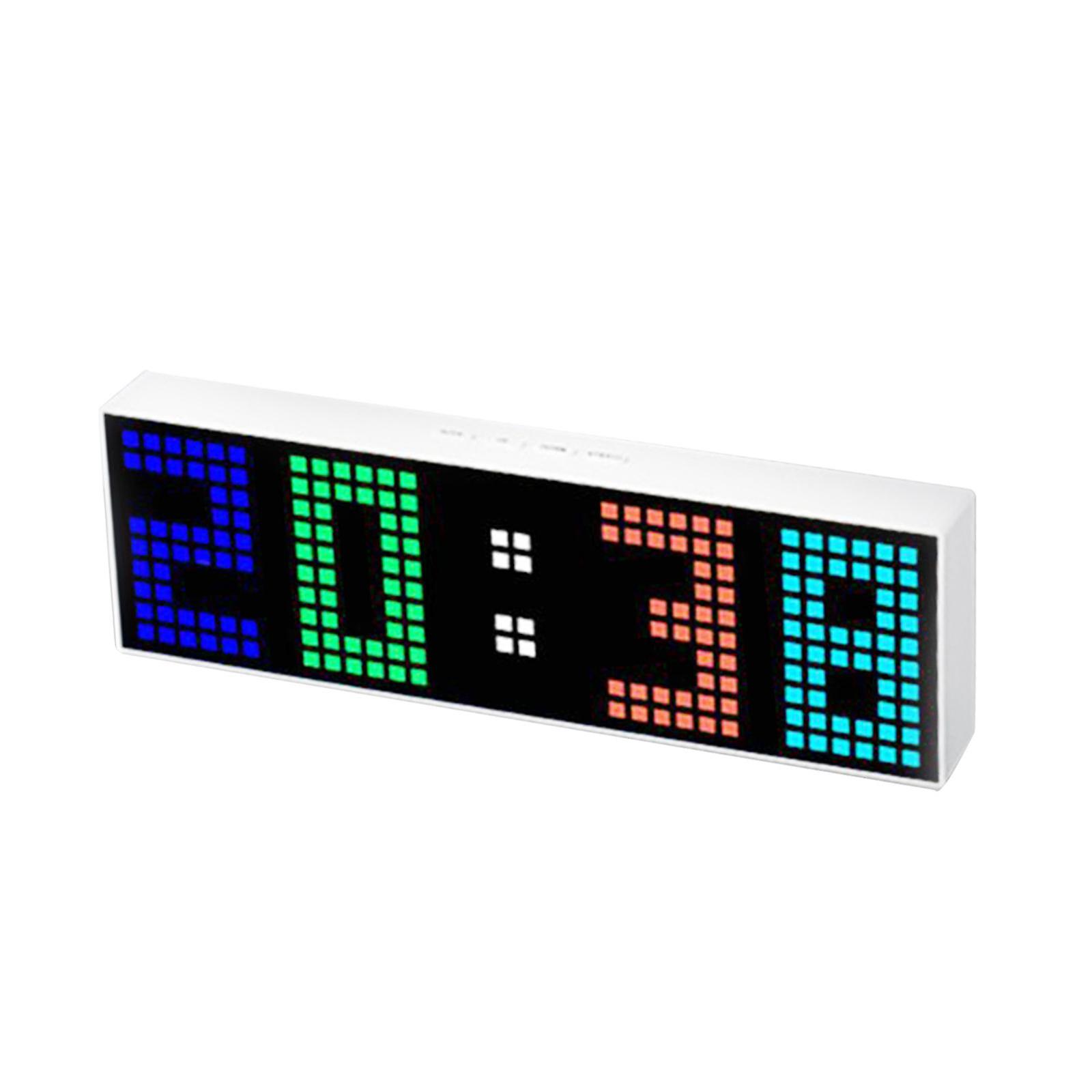Dynamic RGB Digital Alarm Clock Electronic Desk Clock for Children Versatile Black Shell