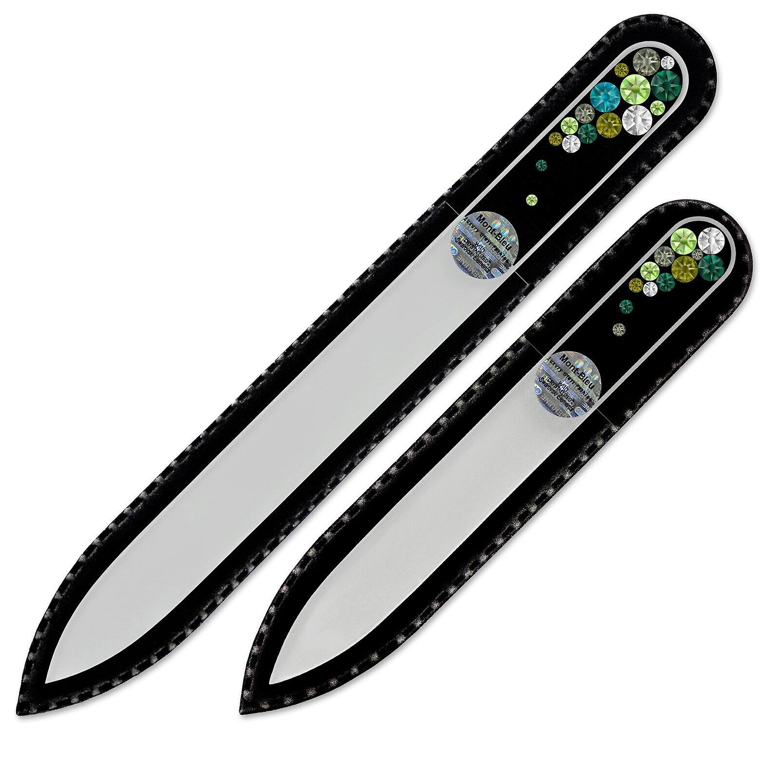 Set of 2 Czech Glass Nail Files with crystals B-MS - Green