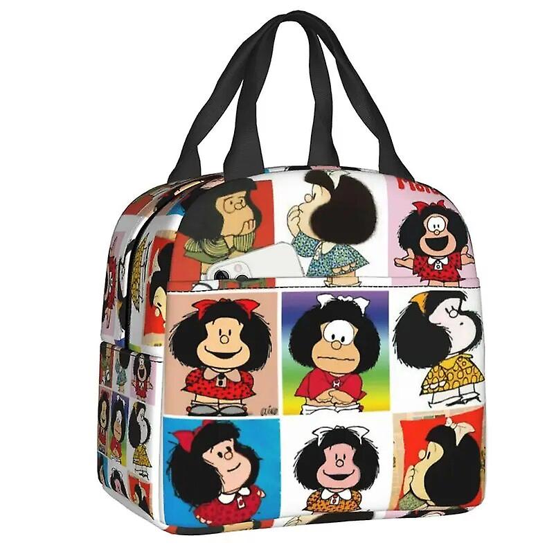 Mafalda Bolsas de almuerzo aisladas para mujeres dibujos animados