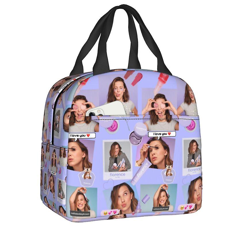 LKHVGY Borsa termica per il pranzo per ragazze e donne, per lavoro, picnic, scuola, viaggi, escursioni, spiaggia o pesca, in poliestere color lavanda e marmo