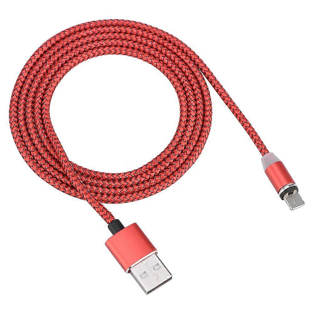 1m Nylon Braided Magnetic Charging Data Cable with LED Lights for iPhone Lightning(Red)