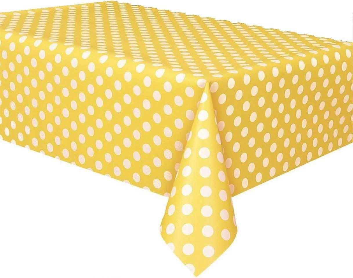 2 Pack Yellow Polka Dot Plastic Rectangle Tablecloth 137x274cm
