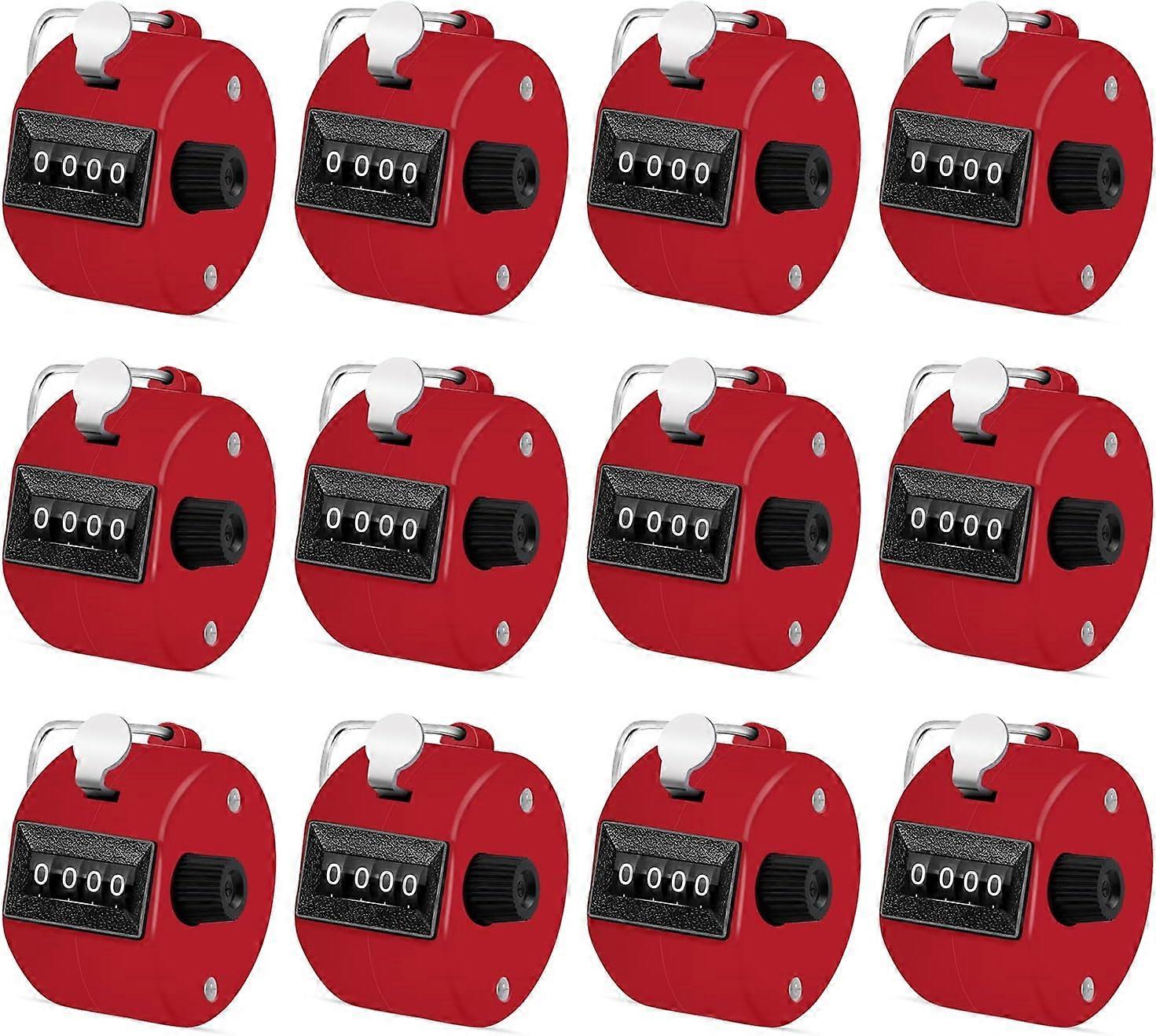 12 Pieces Manual Counting Counter, Manual Mechanical Handheld Pitch Counter with Ring for School Golf and Knitting Row Crochet
