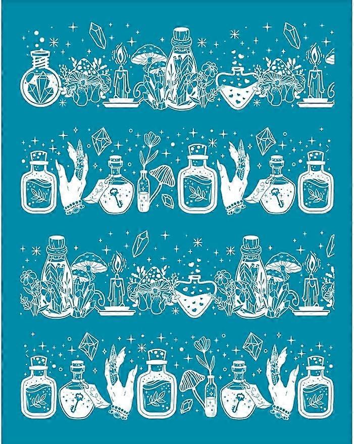 4x5 Inch Witch Potion Clay Stencils Magic Potion Non-Adhesive Silk Screen Stencil Fantasy Theme Clay Silk Screen Reusable Mesh Transfer for Polymer Cl