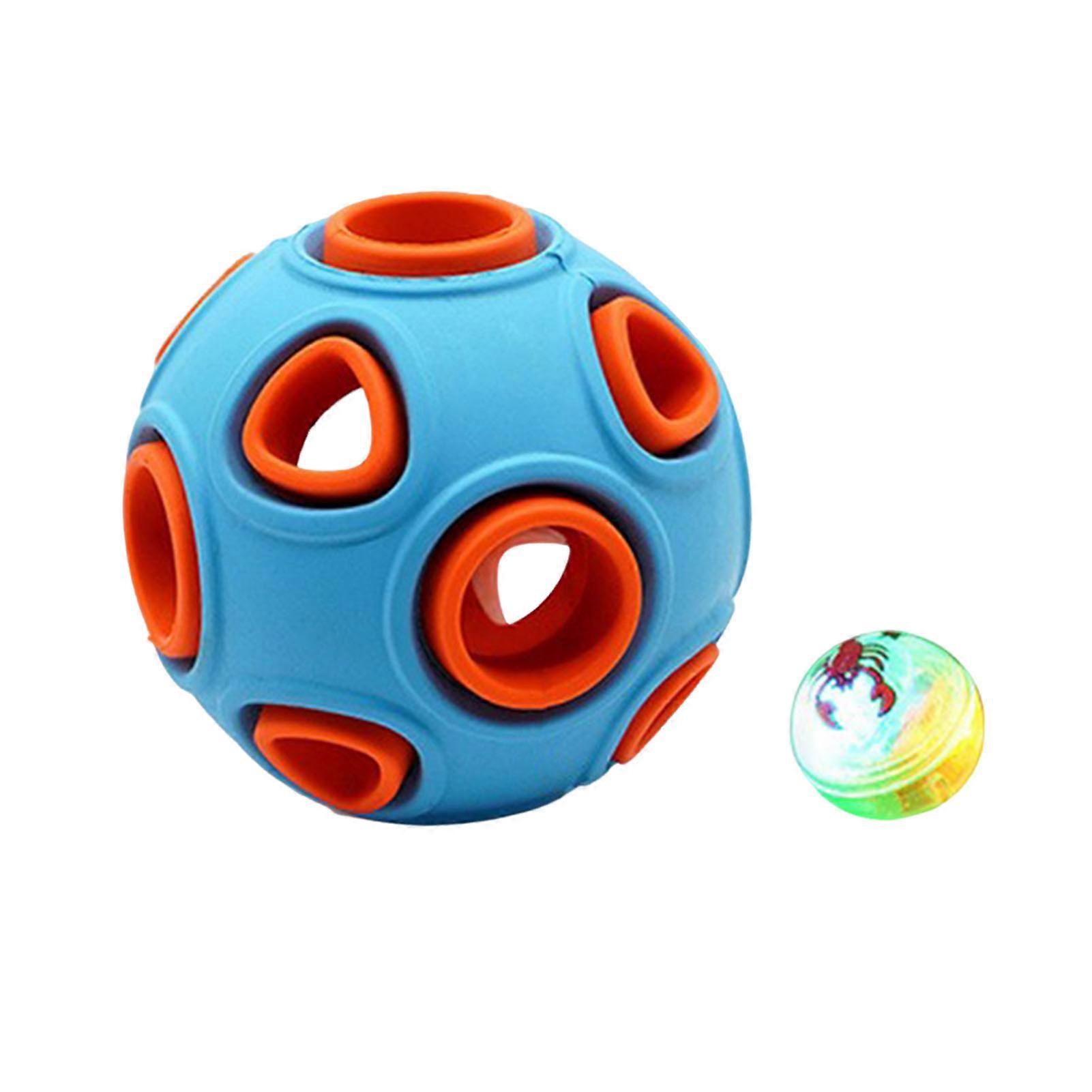 Dog Balls with Bell Sound Rubber Bouncy Fetch Ball Chew Resistant Teeth Cleaning Anemone Interactive Ball for Puppies Small Medium Dogs Interactive Pl