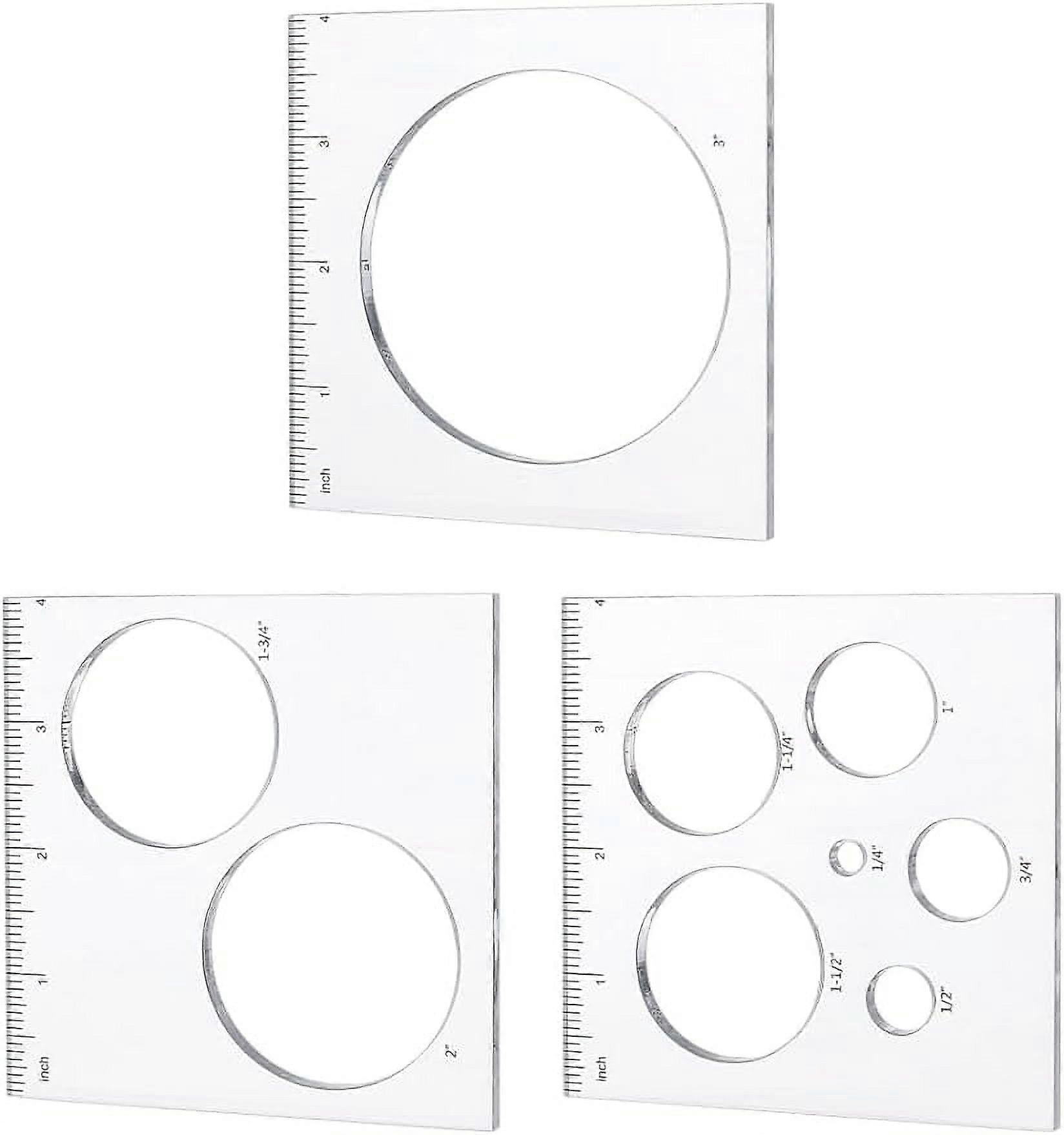 9 in 3 Circle Inlay Templates Acrylic Router Jig Templates Router and Decorative Templates Drawing Scale Rulers for School Office Home Supplies Woodwo