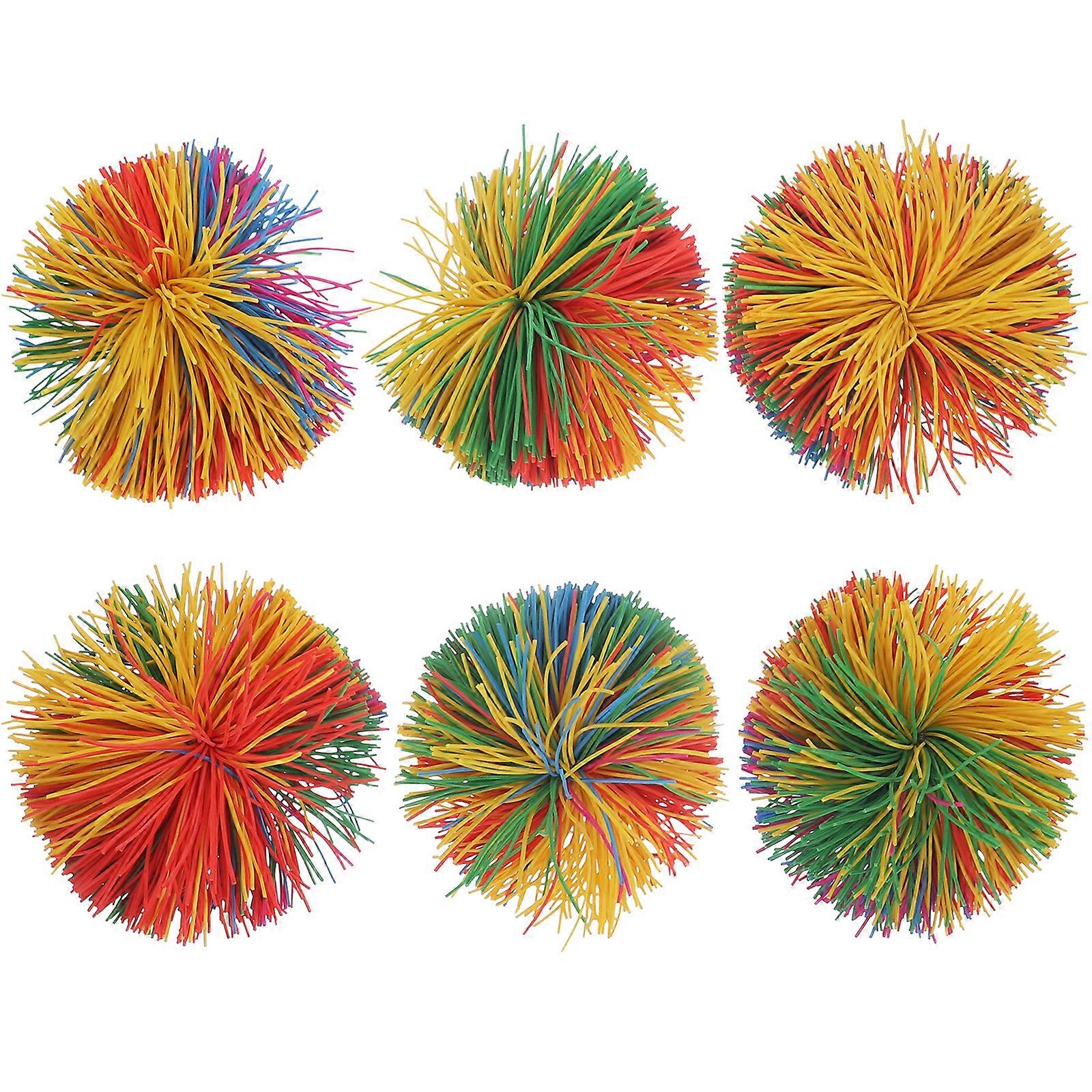 6pcs 6cm Colorful Silicone Koosh Ball Bouncing Fluffy Jugging Ball Sensory Fidgets Stress Relief Toy (Random Color)