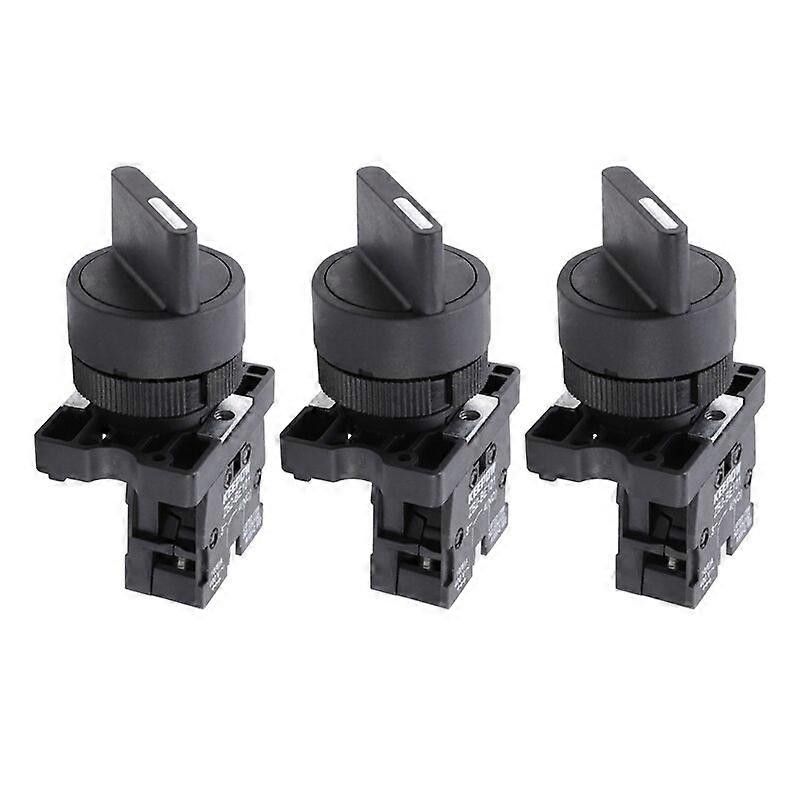 3X On/Off Two 2 Position Rotary Select Selector Switch 1 NO 10A 600V AC XB2-ED21