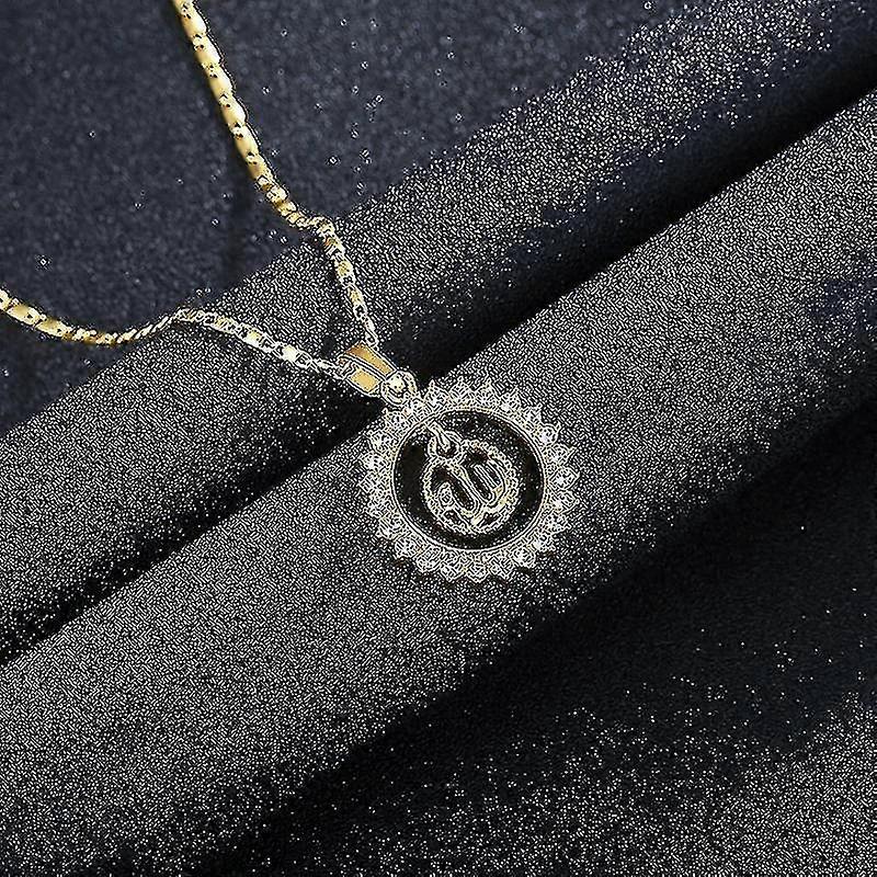 18k Gold Plated Chain Allah With Crystal Diamond Sun