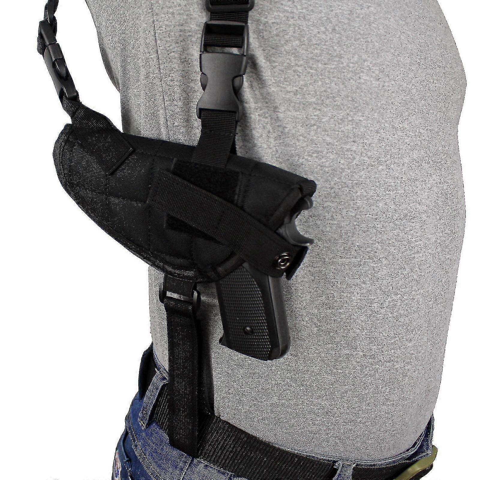 Tactical Pistol Shoulder Strap Leather Case Black