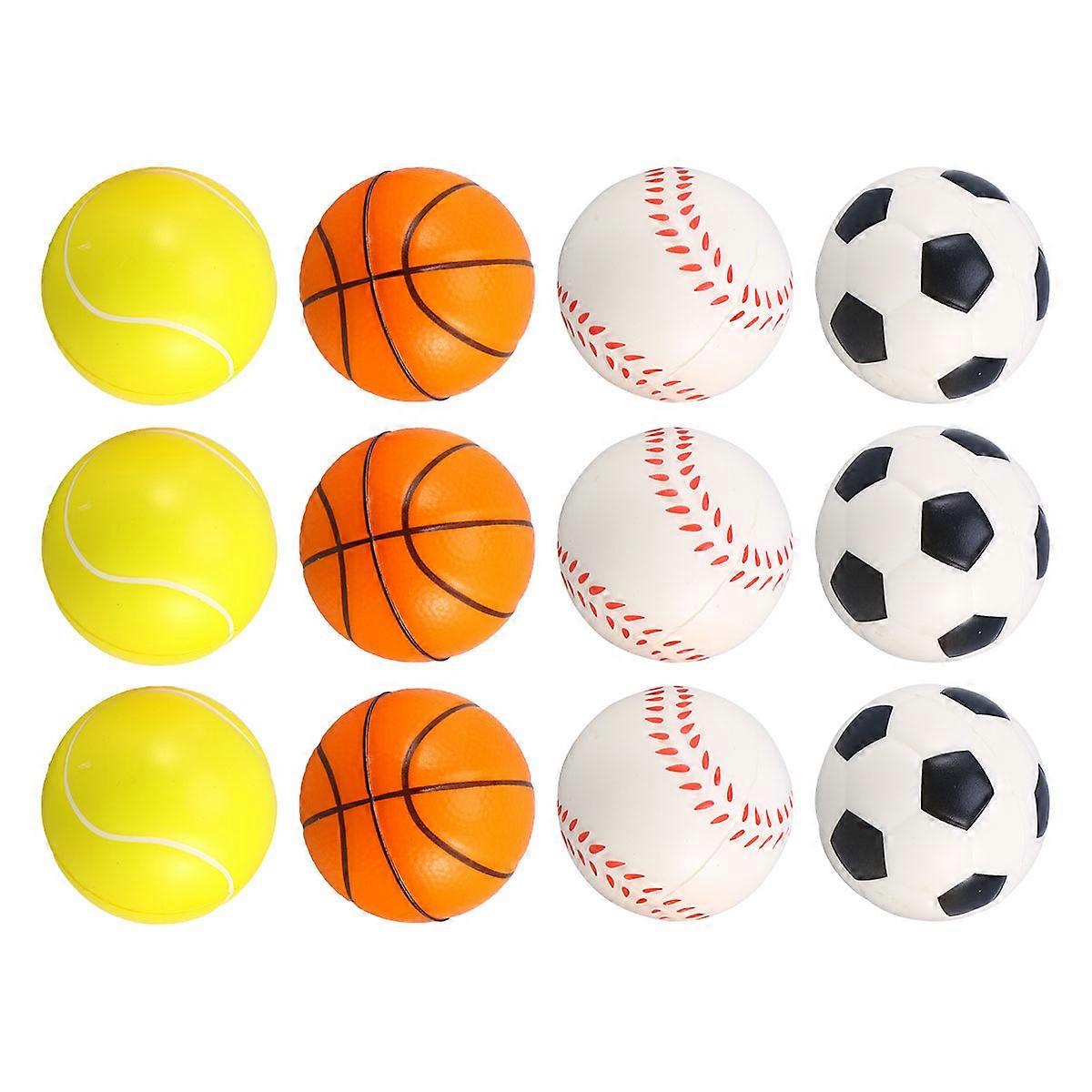12 Pcs Sports Balls Football Basketball Baseball Tennis Ball For Kids